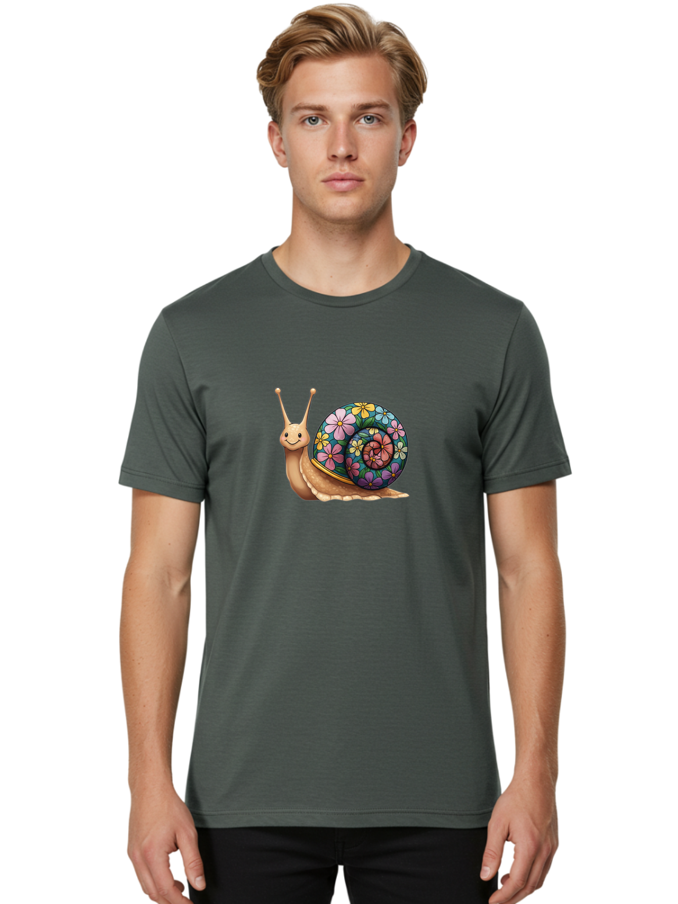 Snail-With-Flowers-1 Men'S Graphic Tee, 100% Cotton, Comfortable Casual Summer Wear, Machine Washable, Vintage Camera, Old Camera, Antique Camera, Black Camera, Classic Photography, Photography Equipment, Nostalgic Device, Film Camera, Bah139 26