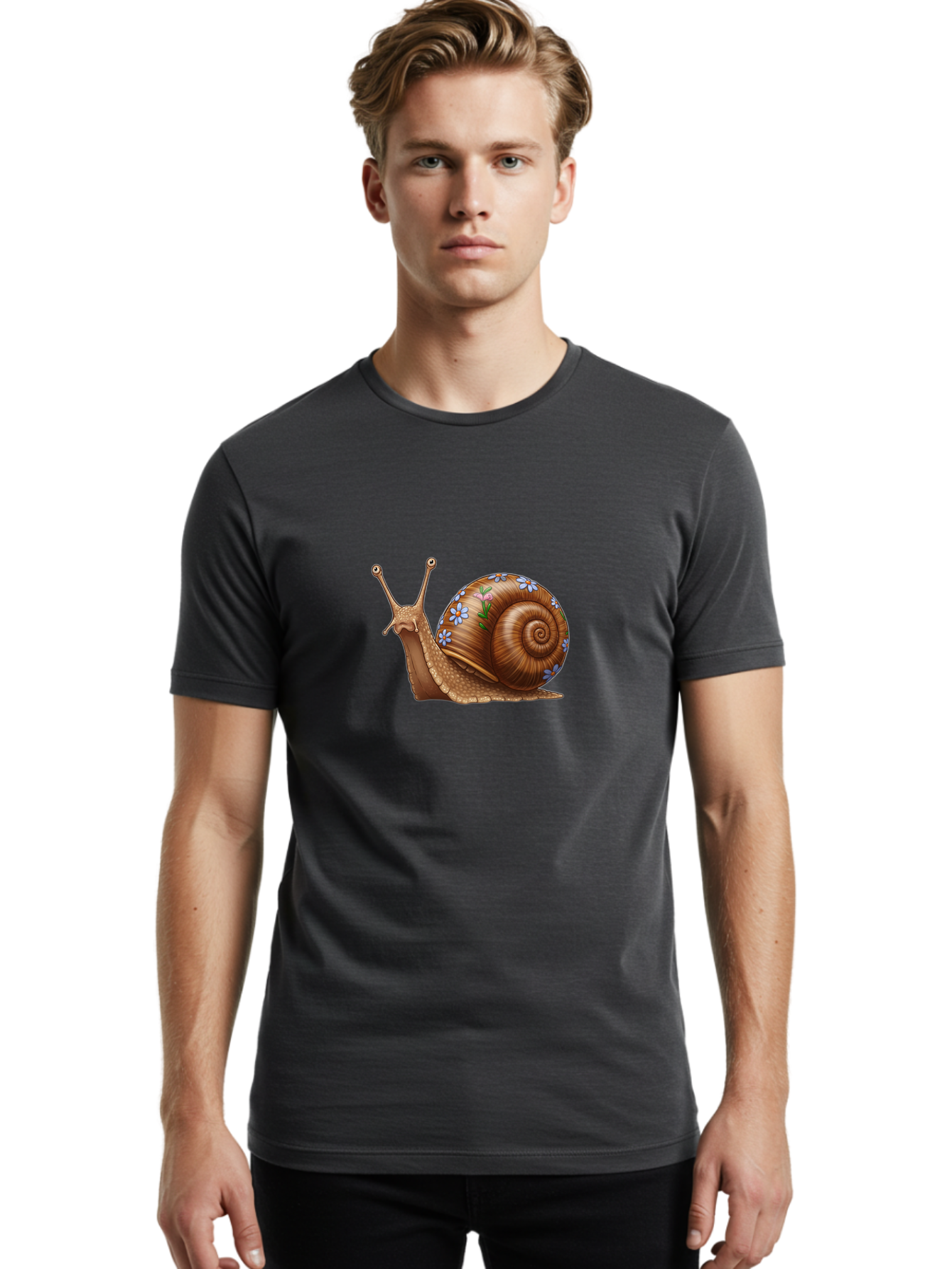 Snail-With-Flowers-3 Men'S Graphic Tee, 100% Cotton, Comfortable Casual Summer Wear, Machine Washable, Vintage Camera, Old Camera, Antique Camera, Black Camera, Classic Photography, Photography Equipment, Nostalgic Device, Film Camera, Bah141 18