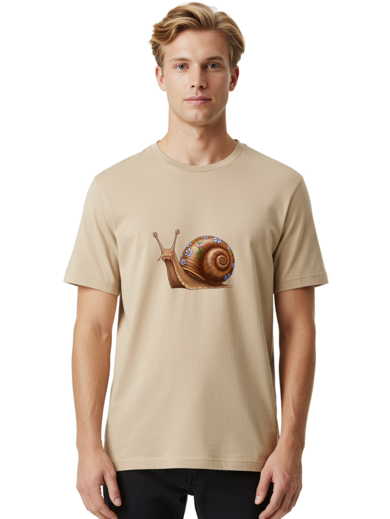 Snail-With-Flowers-3 Men'S Graphic Tee, 100% Cotton, Comfortable Casual Summer Wear, Machine Washable, Vintage Camera, Old Camera, Antique Camera, Black Camera, Classic Photography, Photography Equipment, Nostalgic Device, Film Camera, Bah141 17