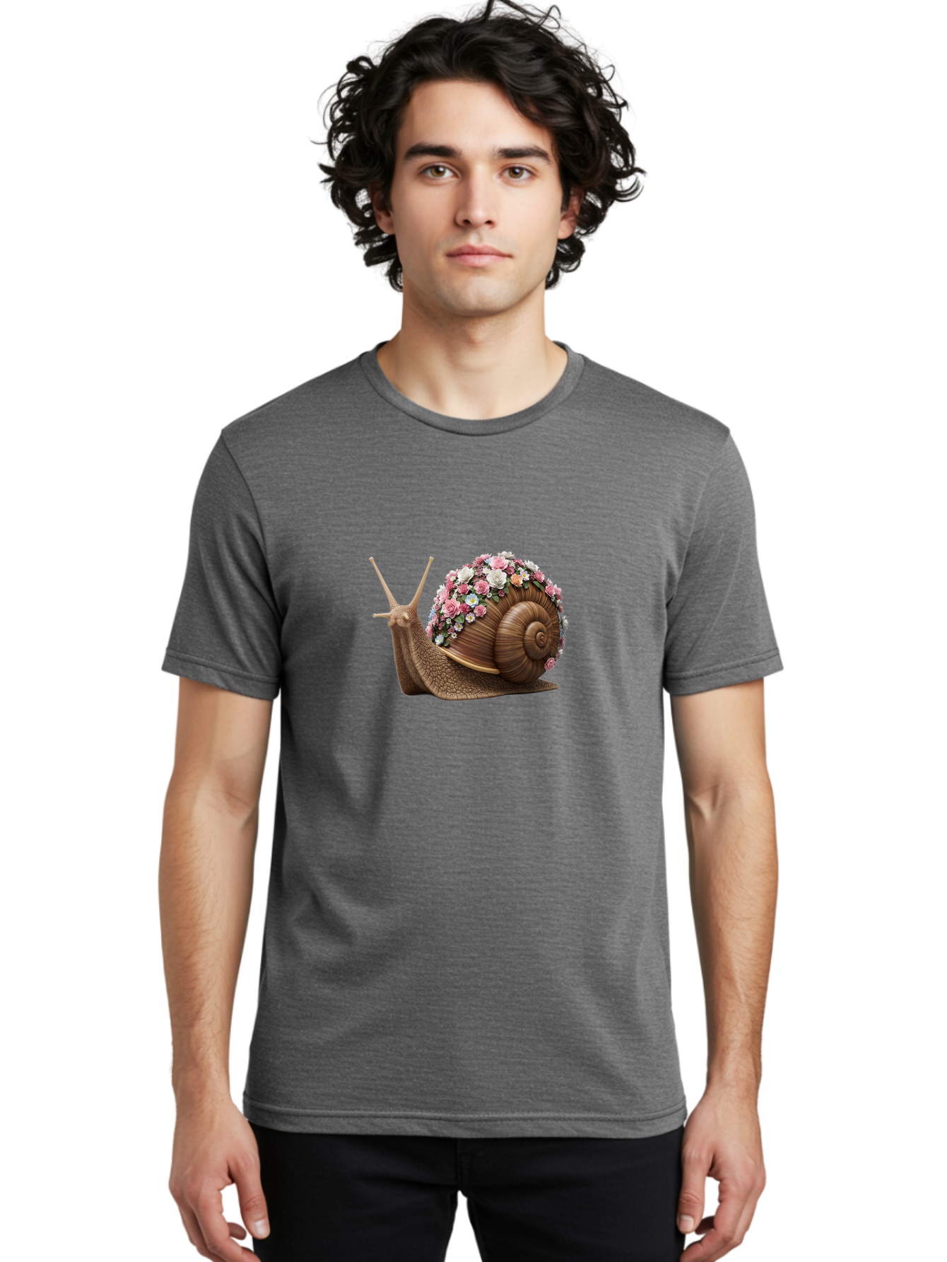 Snail-With-Flowers-4 Men'S Graphic Tee, 100% Cotton, Comfortable Casual Summer Wear, Machine Washable, Vintage Camera, Old Camera, Antique Camera, Black Camera, Classic Photography, Photography Equipment, Nostalgic Device, Film Camera, Bah142 26