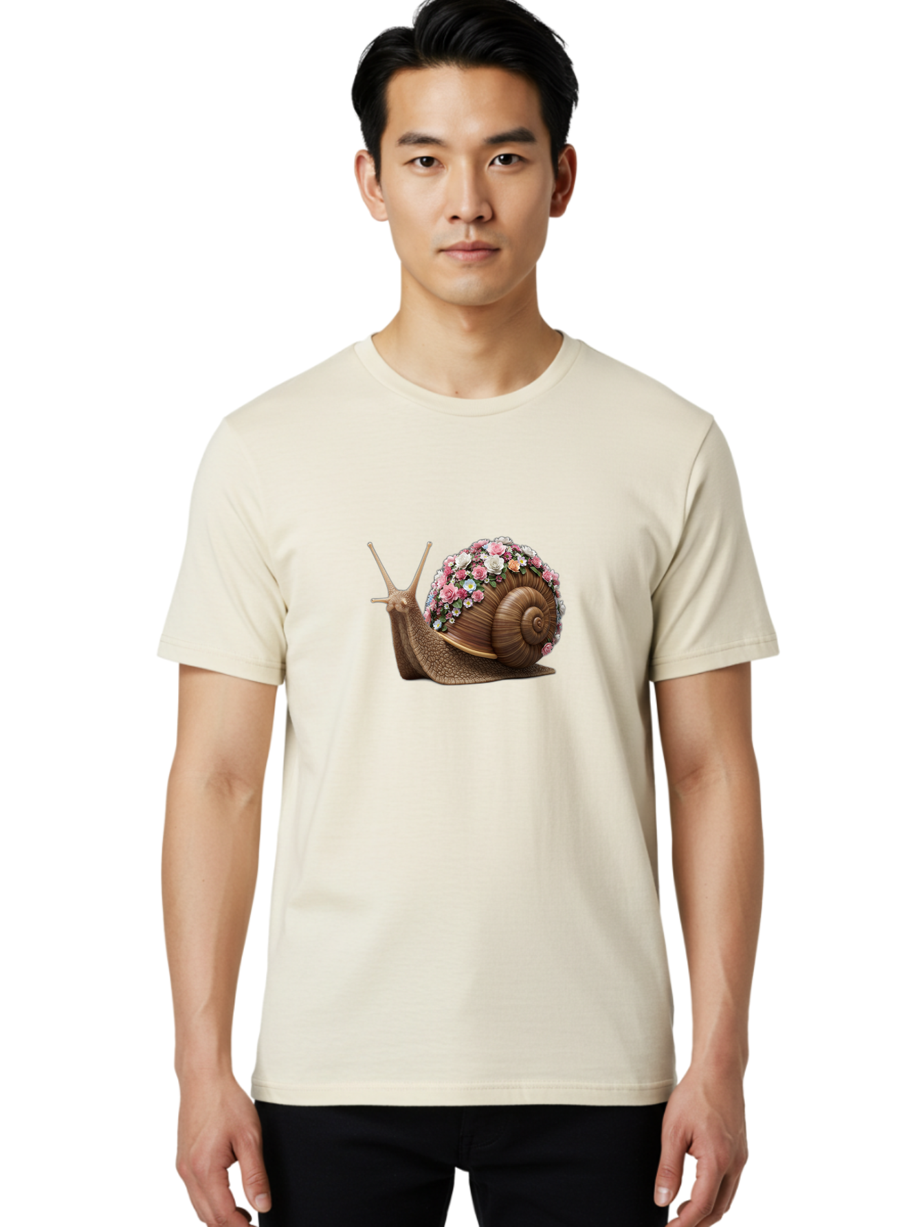 Snail-With-Flowers-4 Men'S Graphic Tee, 100% Cotton, Comfortable Casual Summer Wear, Machine Washable, Vintage Camera, Old Camera, Antique Camera, Black Camera, Classic Photography, Photography Equipment, Nostalgic Device, Film Camera, Bah142 20