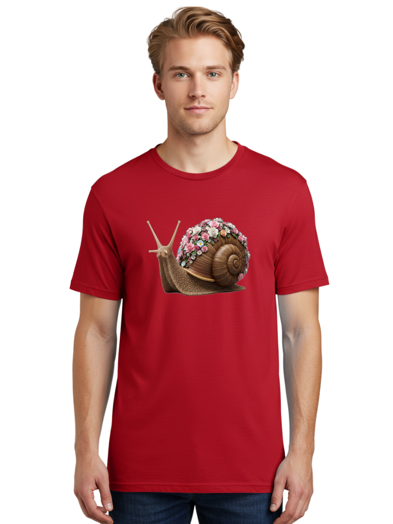Snail-With-Flowers-4 Men'S Graphic Tee, 100% Cotton, Comfortable Casual Summer Wear, Machine Washable, Vintage Camera, Old Camera, Antique Camera, Black Camera, Classic Photography, Photography Equipment, Nostalgic Device, Film Camera, Bah142 25