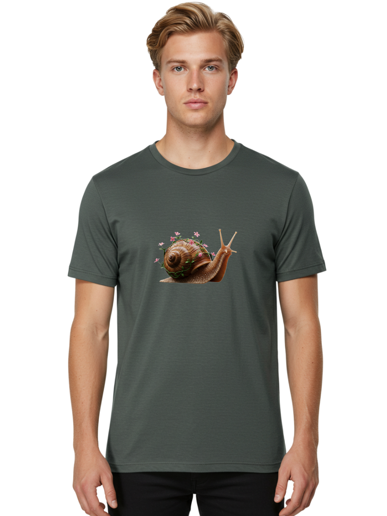 Snail-With-Flowers-5 Men'S Graphic Tee, 100% Cotton, Comfortable Casual Summer Wear, Machine Washable, Vintage Camera, Old Camera, Antique Camera, Black Camera, Classic Photography, Photography Equipment, Nostalgic Device, Film Camera, Bah143 28