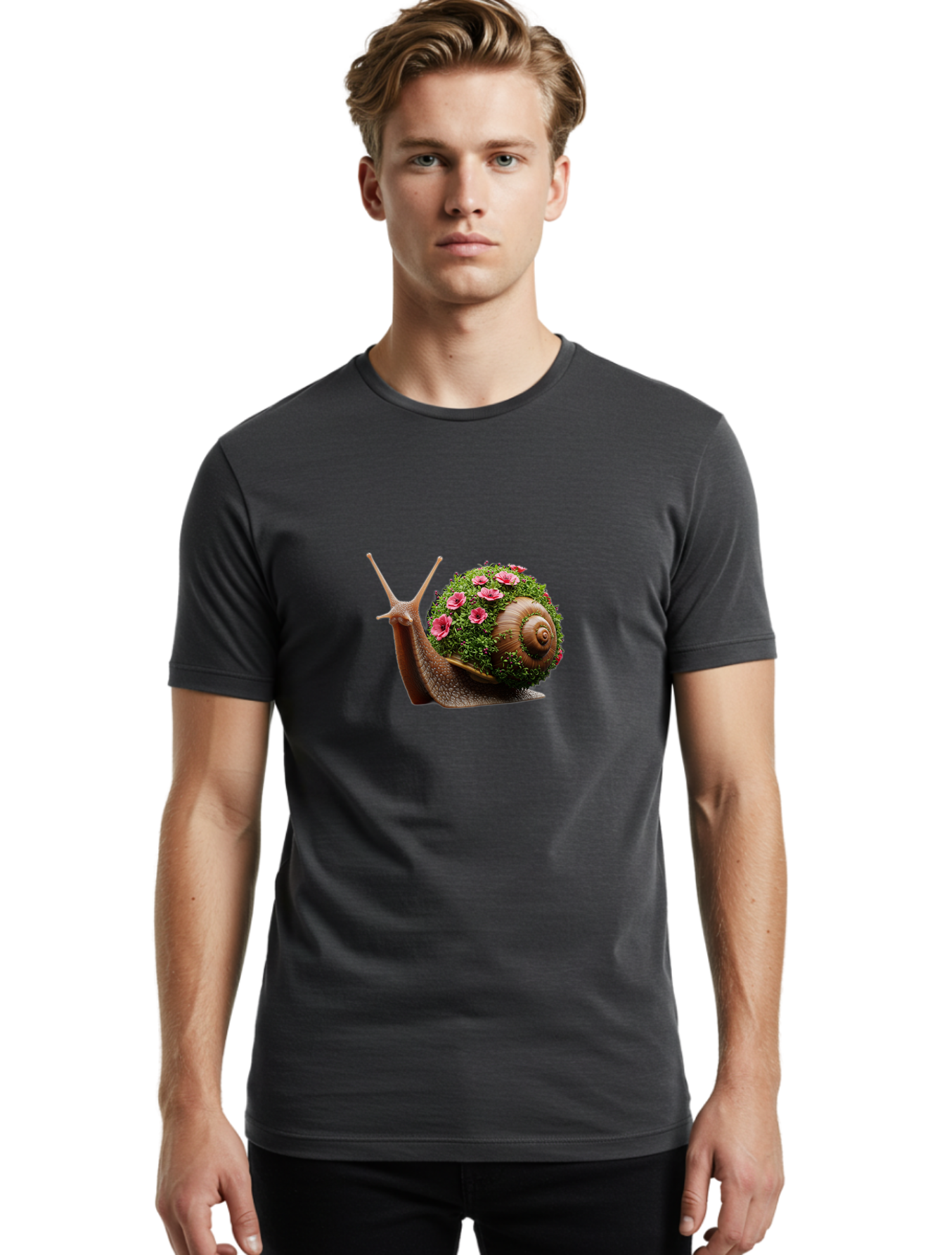 Snail-With-Flowers-6 Men'S Graphic Tee, 100% Cotton, Comfortable Casual Summer Wear, Machine Washable, Vintage Camera, Old Camera, Antique Camera, Black Camera, Classic Photography, Photography Equipment, Nostalgic Device, Film Camera, Bah144 27