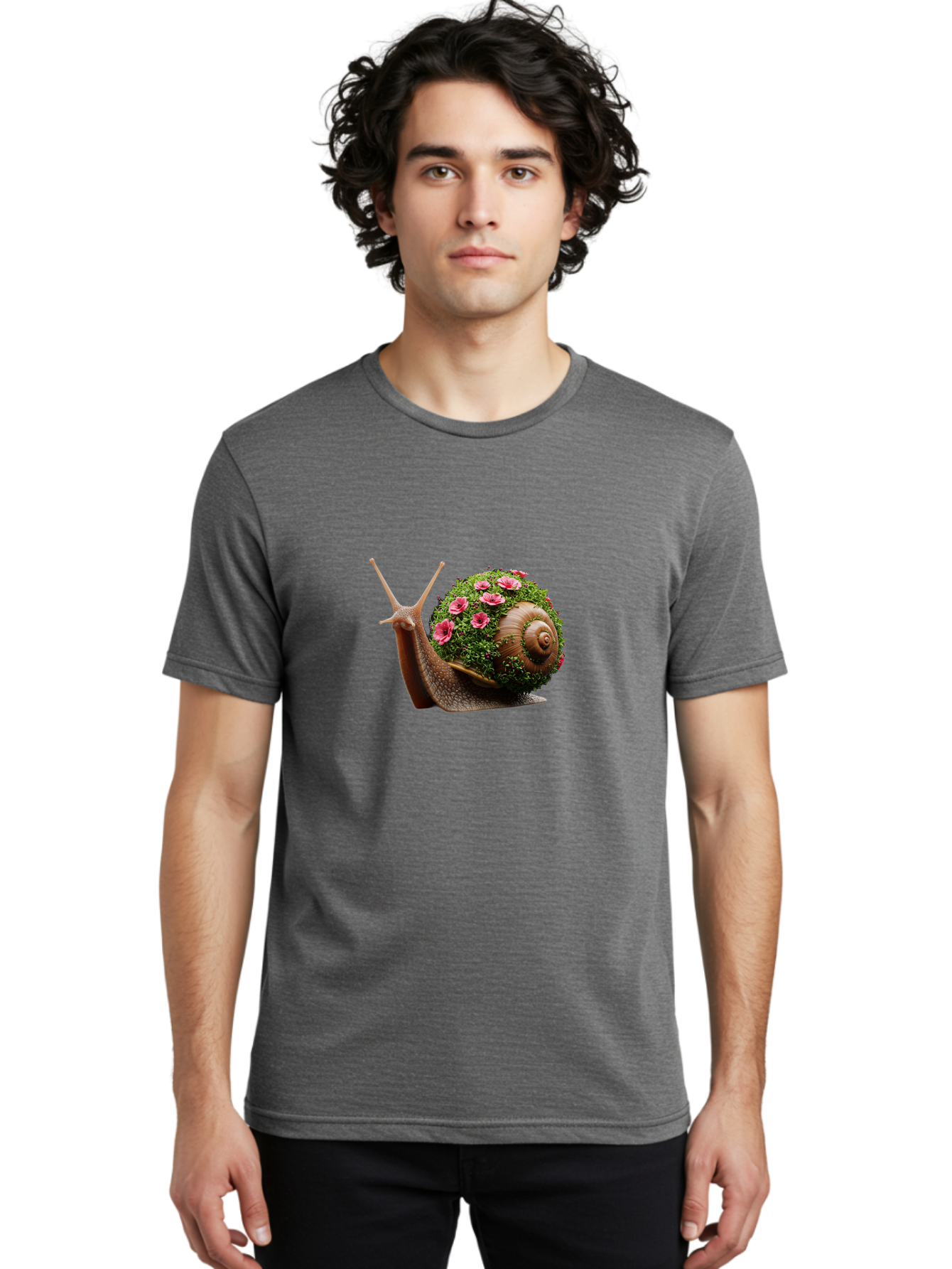 Snail-With-Flowers-6 Men'S Graphic Tee, 100% Cotton, Comfortable Casual Summer Wear, Machine Washable, Vintage Camera, Old Camera, Antique Camera, Black Camera, Classic Photography, Photography Equipment, Nostalgic Device, Film Camera, Bah144 30