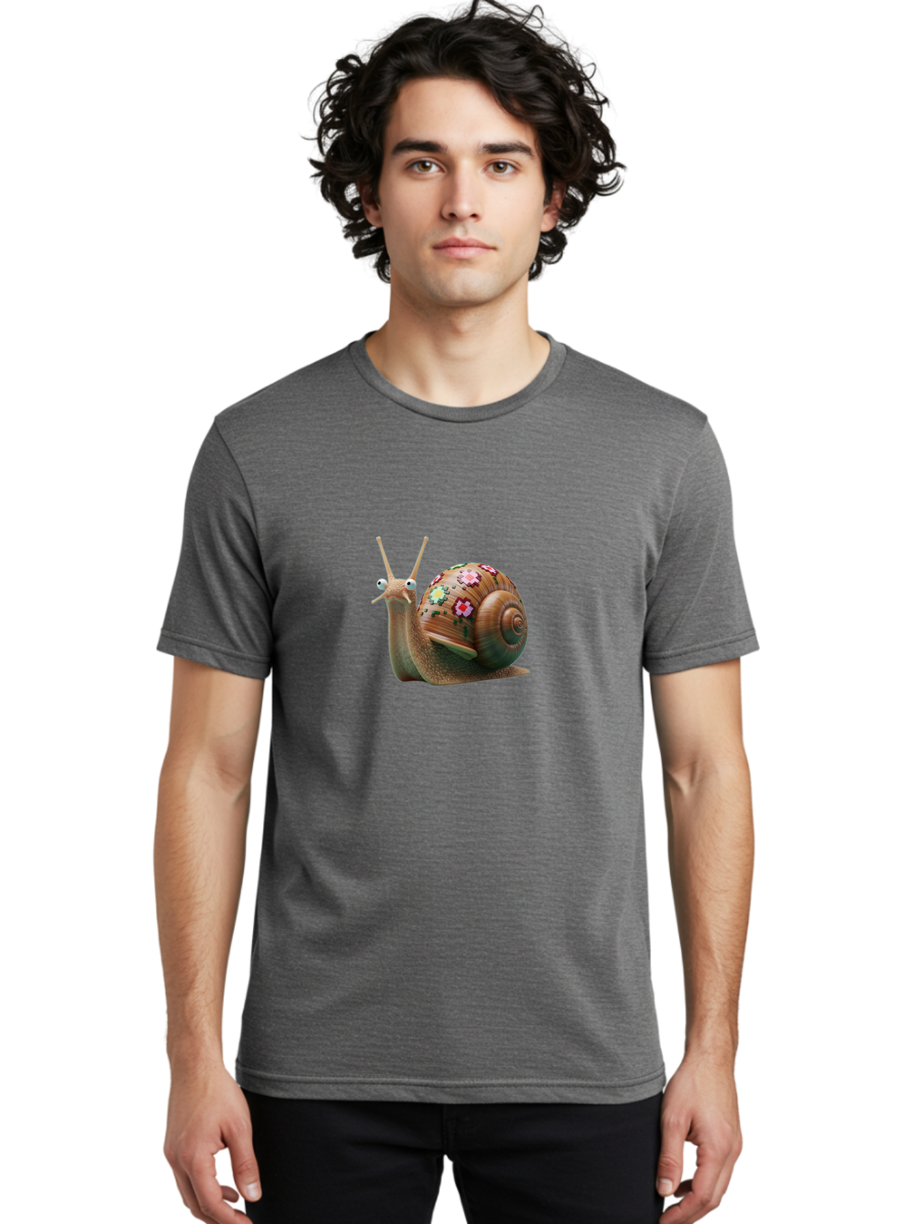 Snail-With-Flowers-7 Men'S Graphic Tee, 100% Cotton, Comfortable Casual Summer Wear, Machine Washable, Vintage Camera, Old Camera, Antique Camera, Black Camera, Classic Photography, Photography Equipment, Nostalgic Device, Film Camera, Bah145 16
