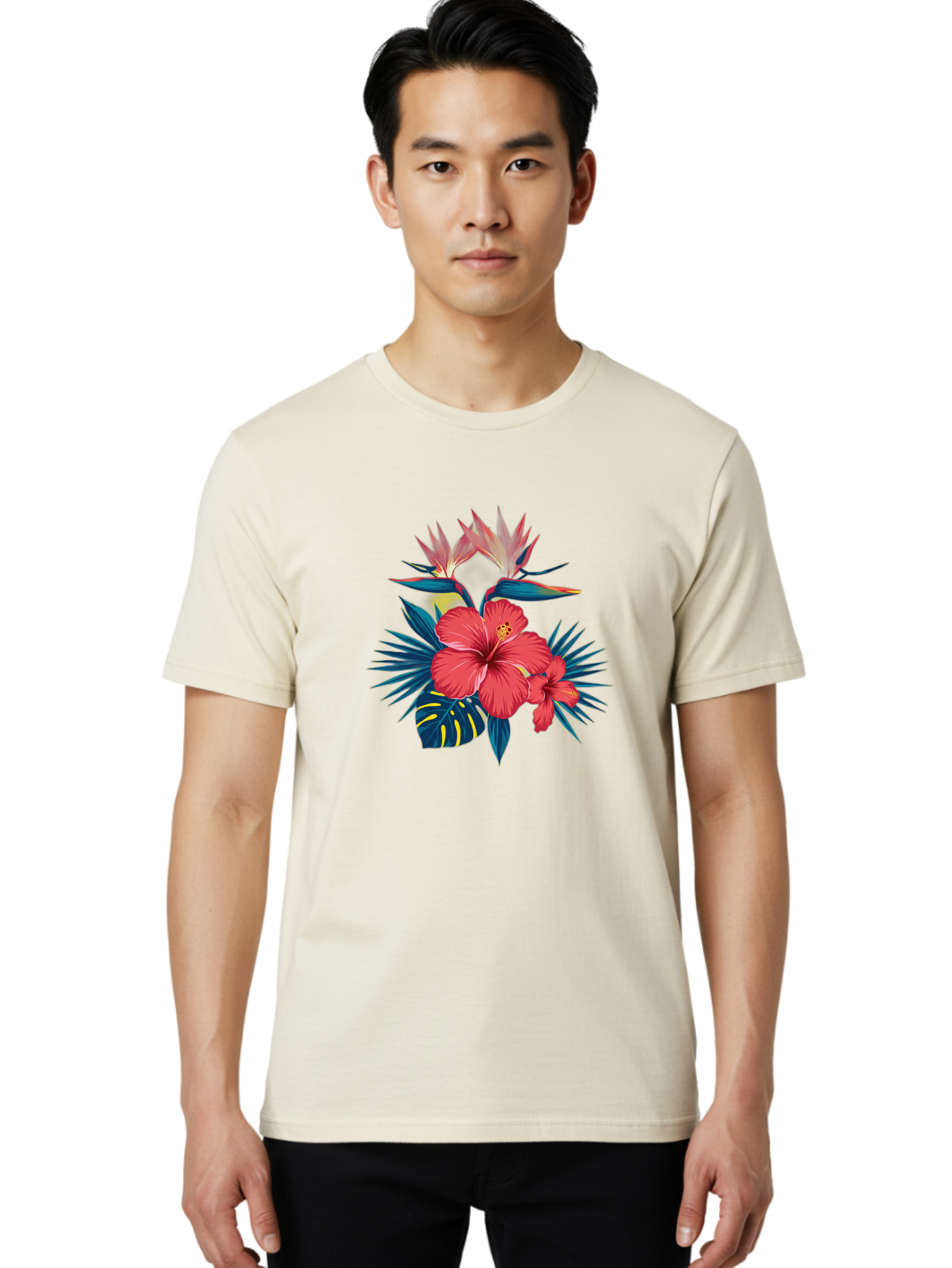Tropical-Hibiscus Men'S Graphic Tee, 100% Cotton, Comfortable Casual Summer Wear, Machine Washable, Vintage Camera, Old Camera, Antique Camera, Black Camera, Classic Photography, Photography Equipment, Nostalgic Device, Film Camera, Camera Art Bah292 24