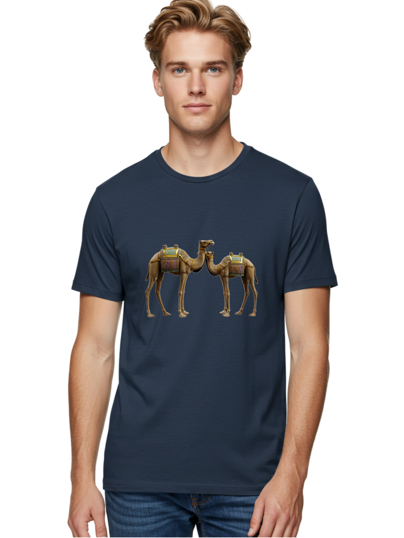 Two-Camels-1 Men'S Graphic Tee, 100% Cotton, Comfortable Casual Summer Wear, Machine Washable, Vintage Camera, Old Camera, Antique Camera, Black Camera, Classic Photography, Photography Equipment, Nostalgic Device, Film Camera, Camera Art Bah300 18