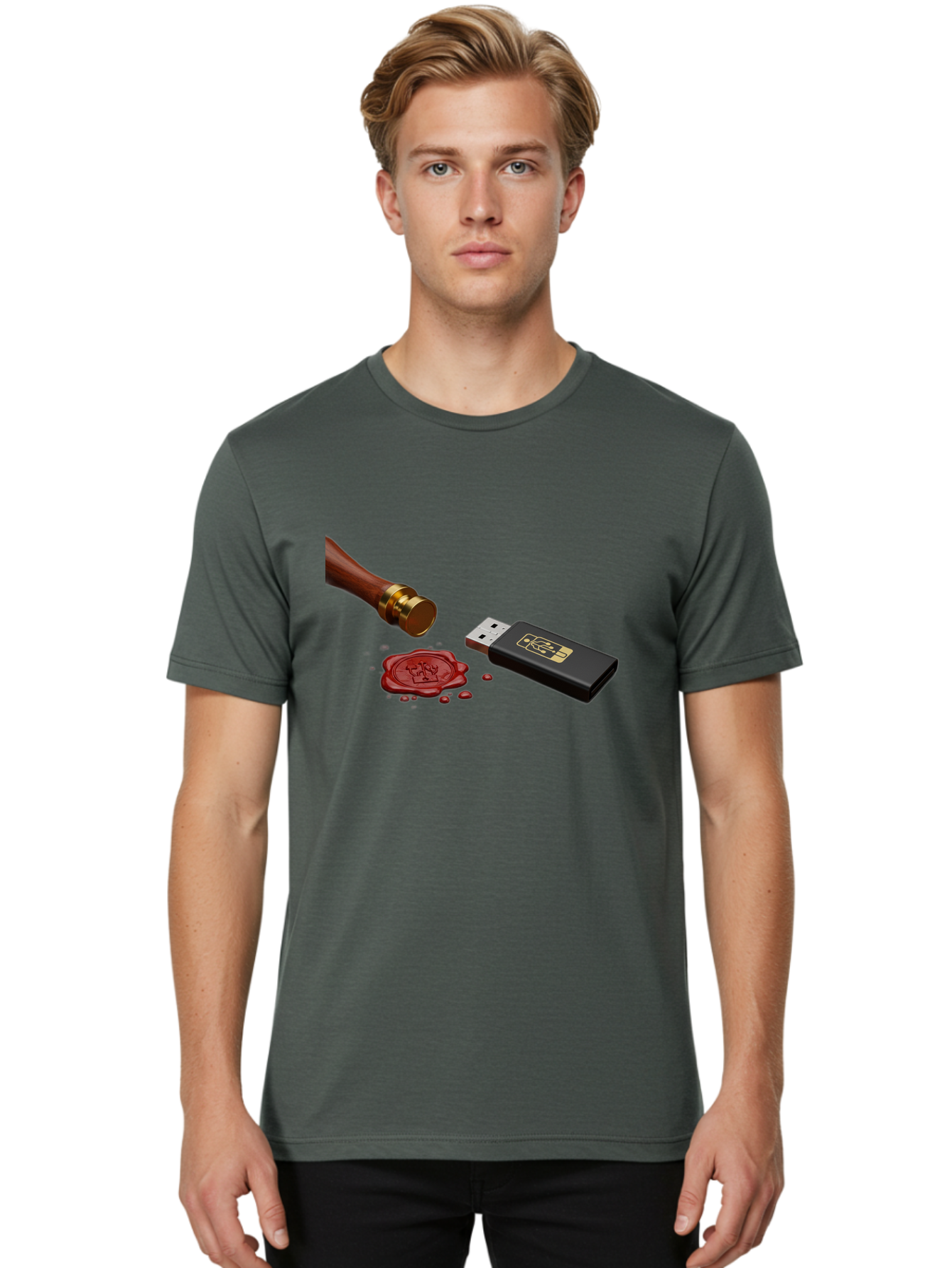 Usb-With-Seal Men'S Graphic Tee, 100% Cotton, Comfortable Casual Summer Wear, Machine Washable, Vintage Camera, Old Camera, Antique Camera, Black Camera, Classic Photography, Photography Equipment, Nostalgic Device, Film Camera, Camera Art Bah308 24