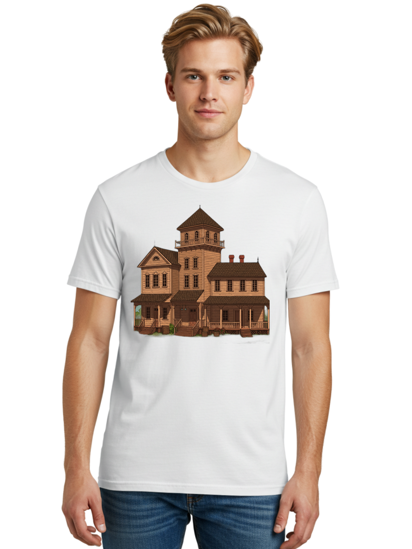 Victorian-Mansion-1 Men'S Graphic Tee, 100% Cotton, Comfortable Casual Summer Wear, Machine Washable, Vintage Camera, Old Camera, Antique Camera, Black Camera, Classic Photography, Photography Equipment, Nostalgic Device, Film Camera, Bah317 25
