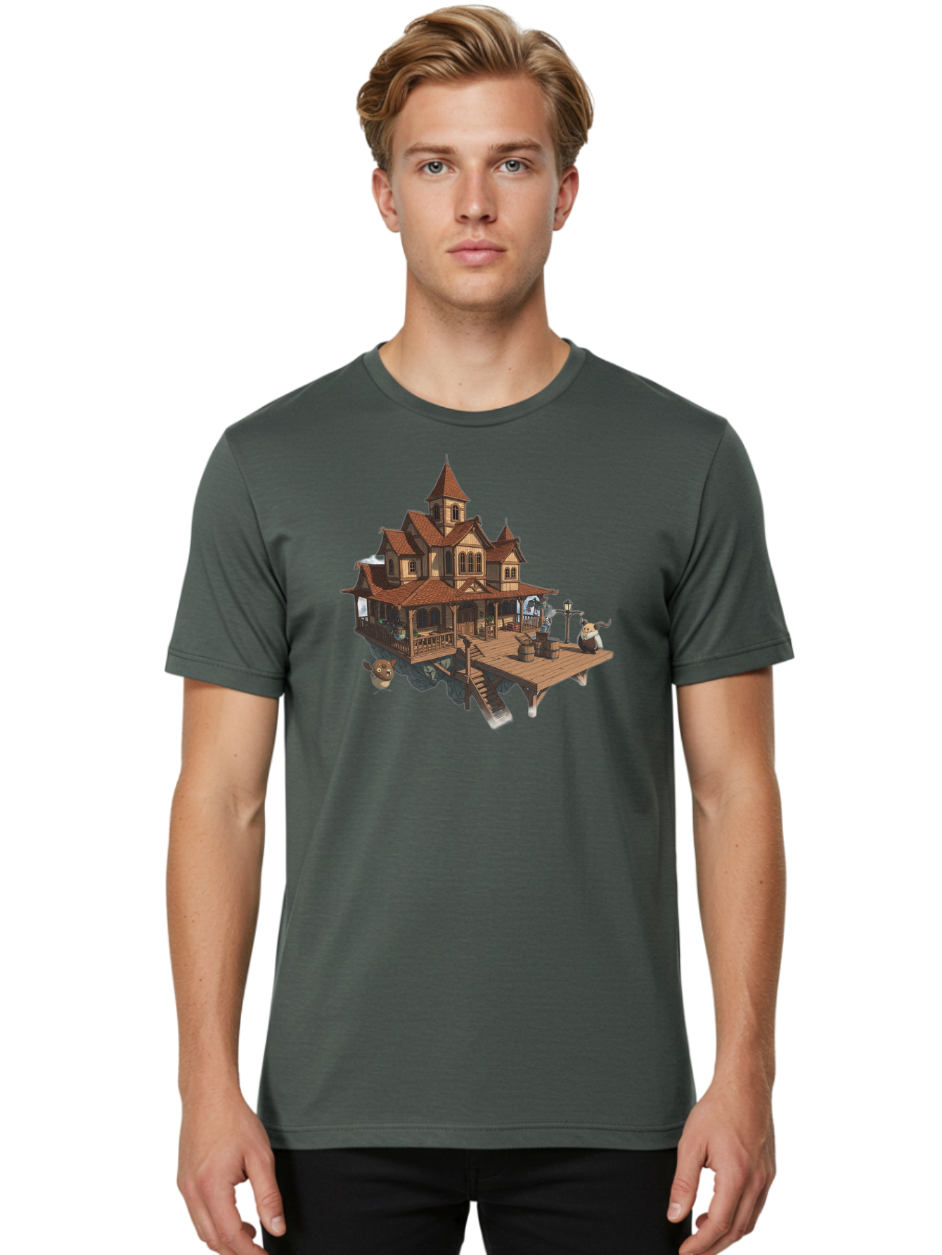 Whimsical-Wooden-Treehouse Men'S Graphic Tee, 100% Cotton, Comfortable Casual Summer Wear, Machine Washable, Vintage Camera, Old Camera, Antique Camera, Black Camera, Classic Photography, Photography Equipment, Nostalgic Device, Film Camera, Bah367 26