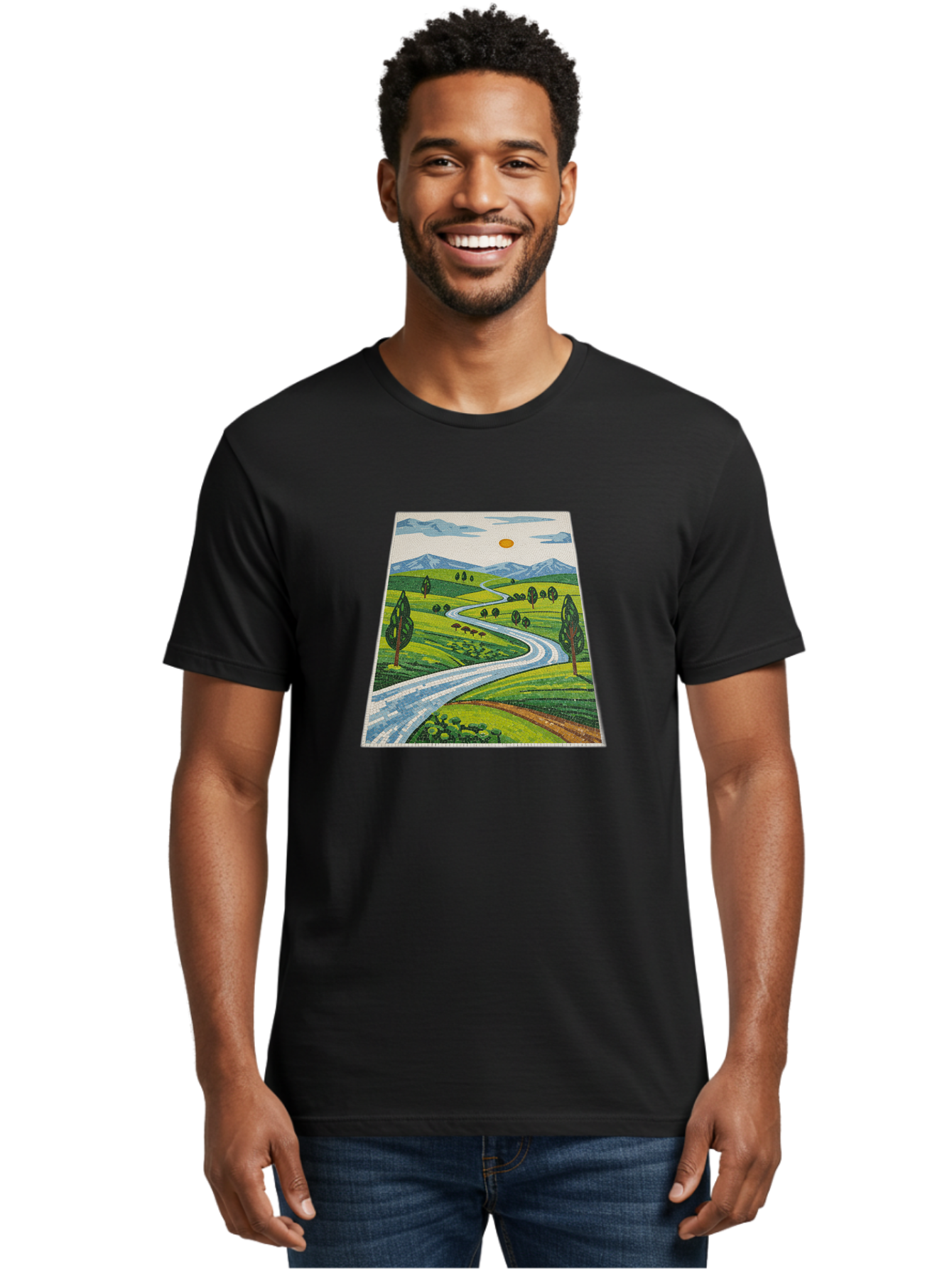 Winding-Road-Landscape Men'S Graphic Tee, 100% Cotton, Comfortable Casual Summer Wear, Machine Washable, Vintage Camera, Old Camera, Antique Camera, Black Camera, Classic Photography, Photography Equipment, Nostalgic Device, Film Camera, Bah384 28