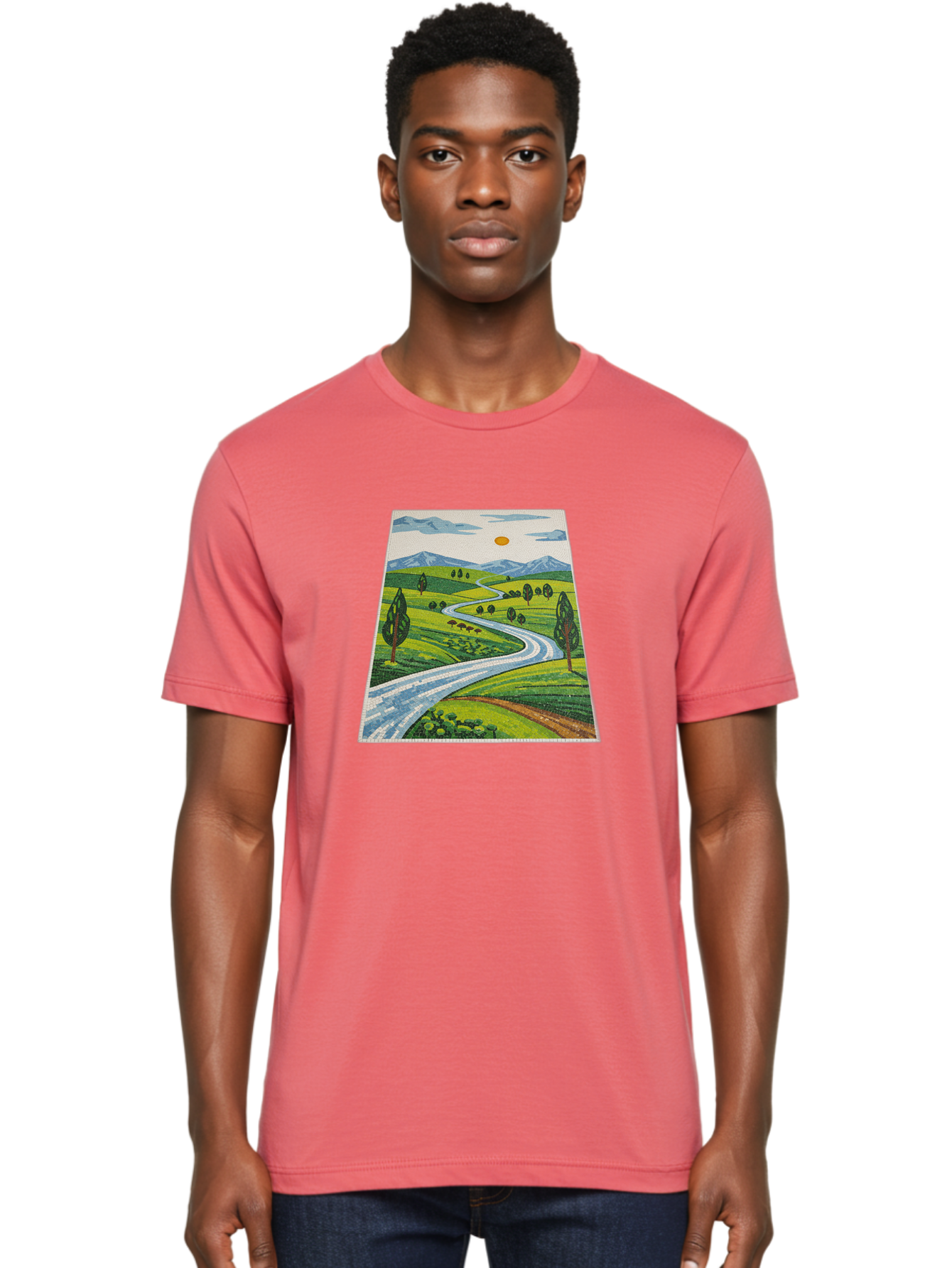 Winding-Road-Landscape Men'S Graphic Tee, 100% Cotton, Comfortable Casual Summer Wear, Machine Washable, Vintage Camera, Old Camera, Antique Camera, Black Camera, Classic Photography, Photography Equipment, Nostalgic Device, Film Camera, Bah384 22