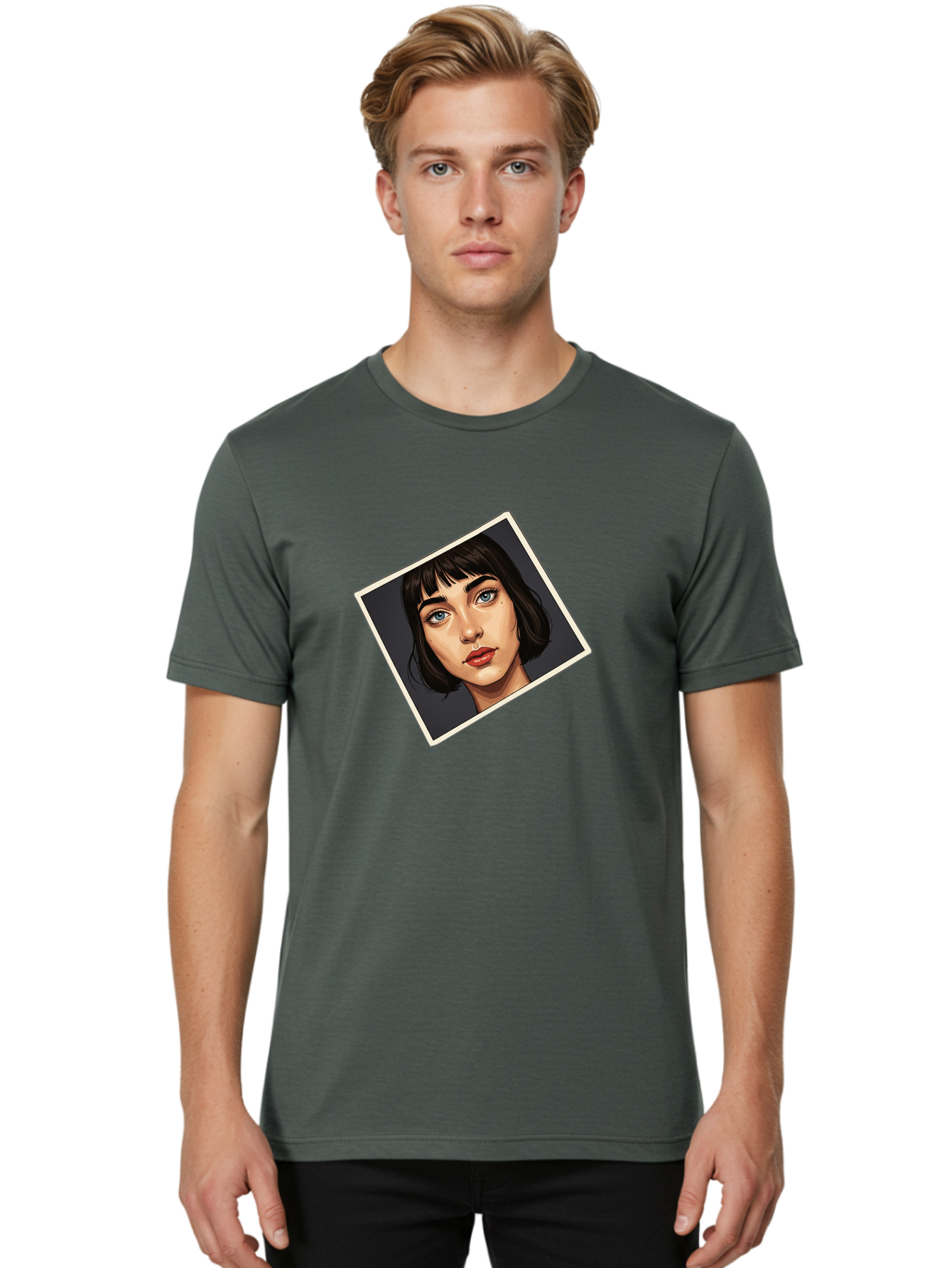 Woman-Portrait Men'S Graphic Tee, 100% Cotton, Comfortable Casual Summer Wear, Machine Washable, Vintage Camera, Old Camera, Antique Camera, Black Camera, Classic Photography, Photography Equipment, Nostalgic Device, Film Camera, Camera Art Bah394 22