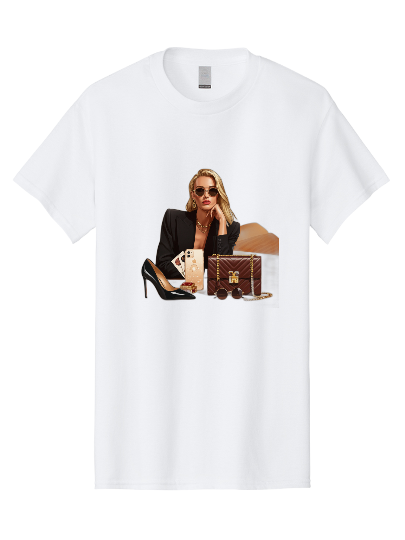 Woman-With-Luxury-Accessories Men'S Graphic Tee, 100% Cotton, Comfortable Casual Summer Wear, Machine Washable, Vintage Camera, Old Camera, Antique Camera, Black Camera, Classic Photography, Photography Equipment, Nostalgic Device, Bah395 7