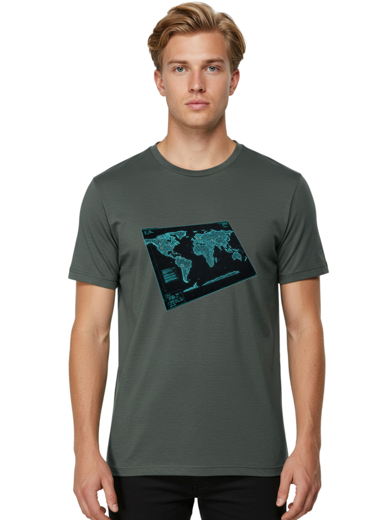 World-Map-1 Men'S Graphic Tee, 100% Cotton, Comfortable Casual Summer Wear, Machine Washable, Vintage Camera, Old Camera, Antique Camera, Black Camera, Classic Photography, Photography Equipment, Nostalgic Device, Film Camera, Camera Art Bah402 19