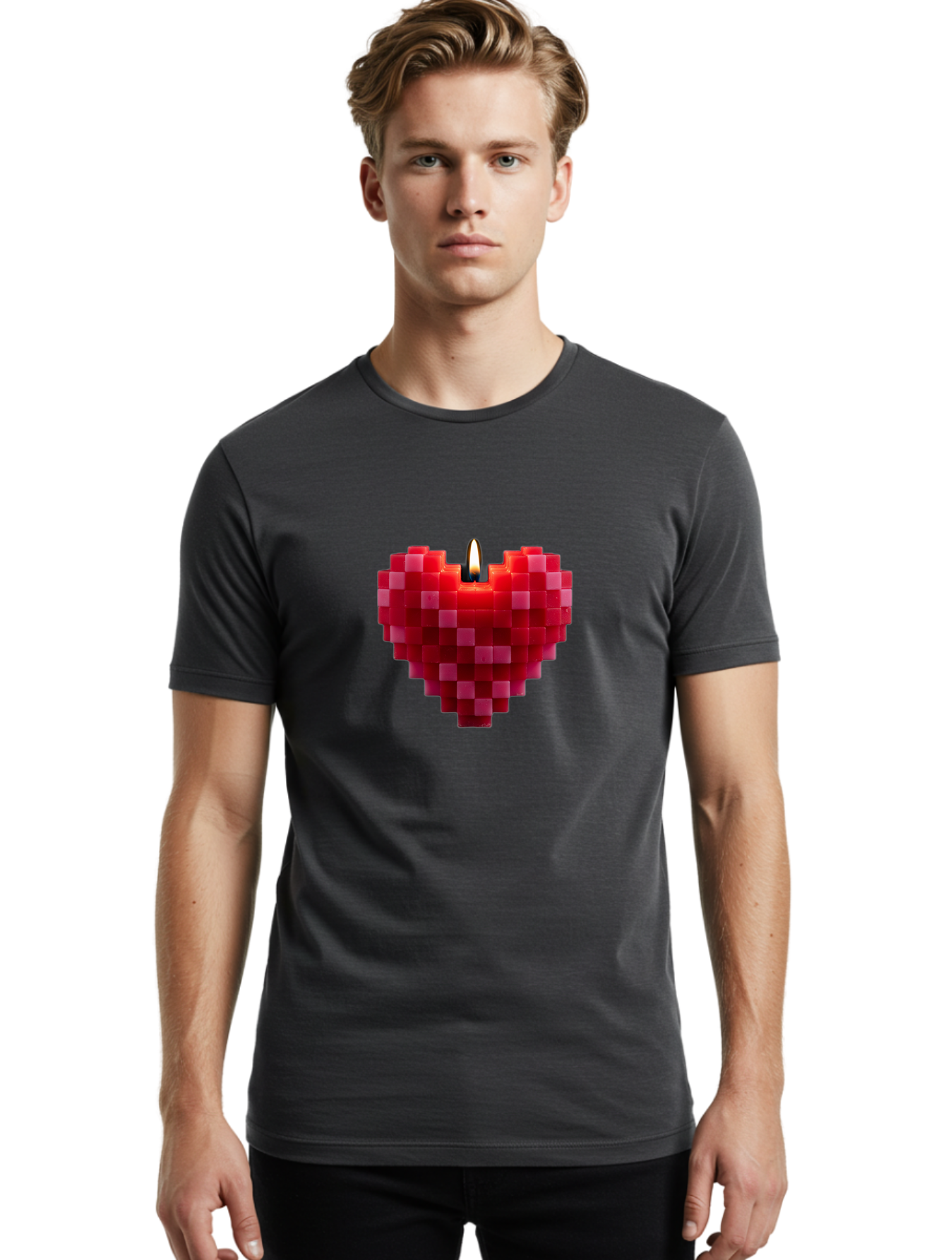 3D-Red-Heart-Candle Men'S Graphic Tee, 100% Cotton, Comfortable Casual Summer Wear, Machine Washable, Vintage Camera, Old Camera, Antique Camera, Black Camera, Classic Photography, Photography Equipment, Nostalgic Device, Film Camera, Bah419 23