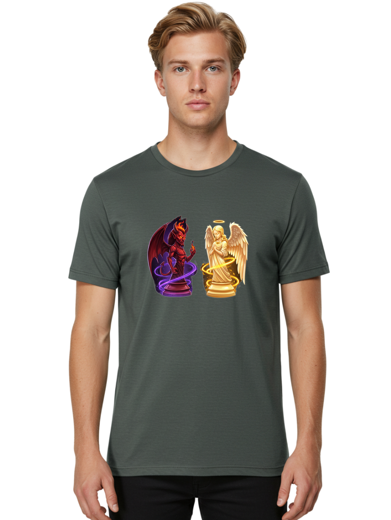 Angel-And-Demon Men'S Graphic Tee, 100% Cotton, Comfortable Casual Summer Wear, Machine Washable, Vintage Camera, Old Camera, Antique Camera, Black Camera, Classic Photography, Photography Equipment, Nostalgic Device, Film Camera, Camera Art Bah423 30