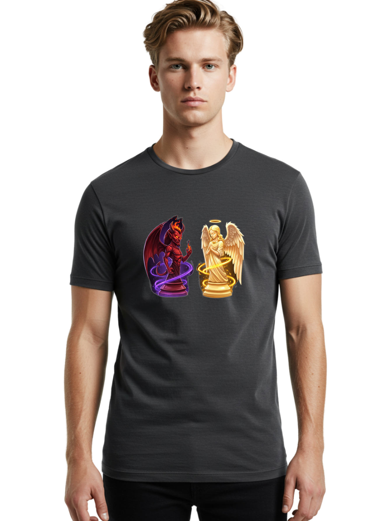 Angel-And-Demon Men'S Graphic Tee, 100% Cotton, Comfortable Casual Summer Wear, Machine Washable, Vintage Camera, Old Camera, Antique Camera, Black Camera, Classic Photography, Photography Equipment, Nostalgic Device, Film Camera, Camera Art Bah423 29