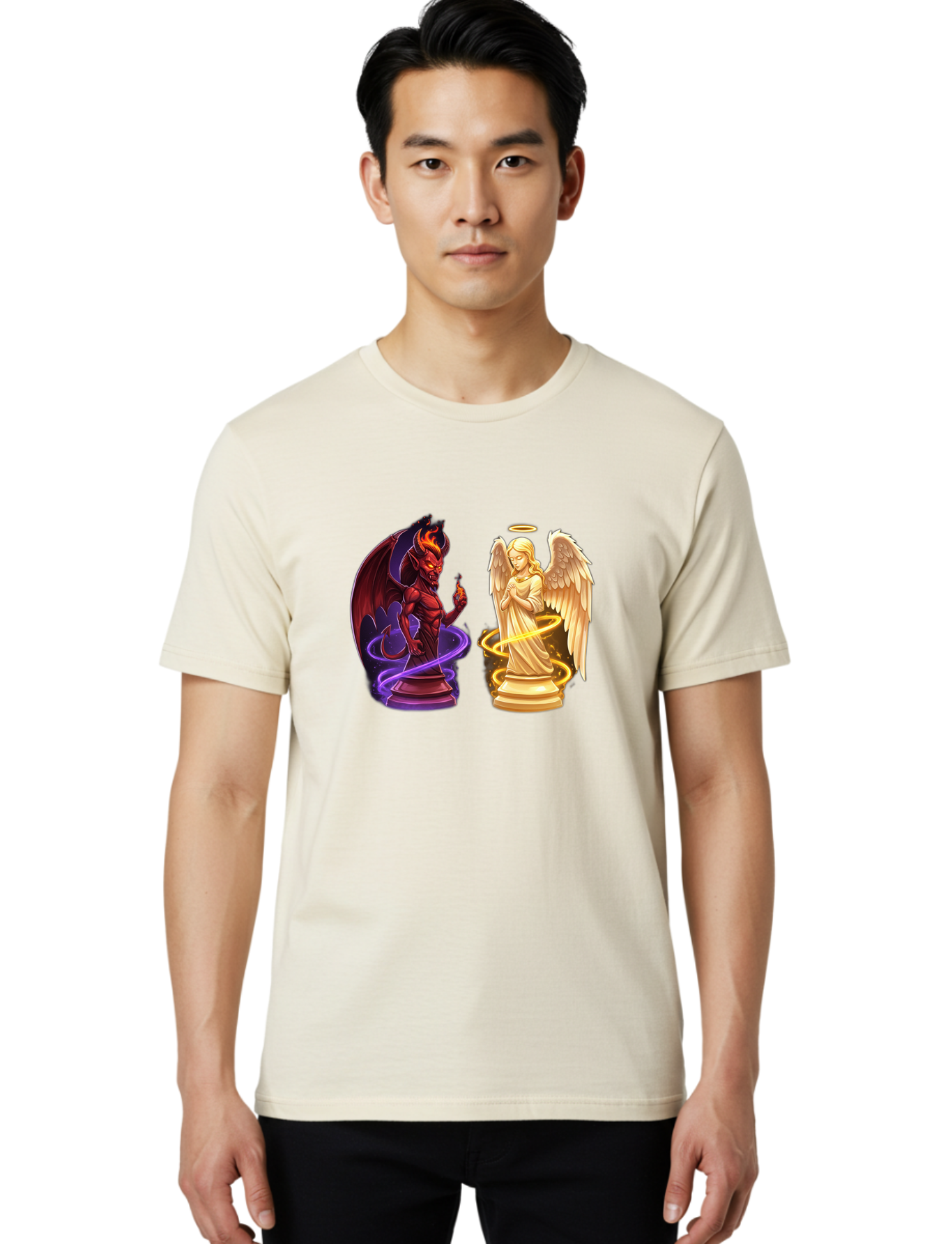 Angel-And-Demon Men'S Graphic Tee, 100% Cotton, Comfortable Casual Summer Wear, Machine Washable, Vintage Camera, Old Camera, Antique Camera, Black Camera, Classic Photography, Photography Equipment, Nostalgic Device, Film Camera, Camera Art Bah423 21
