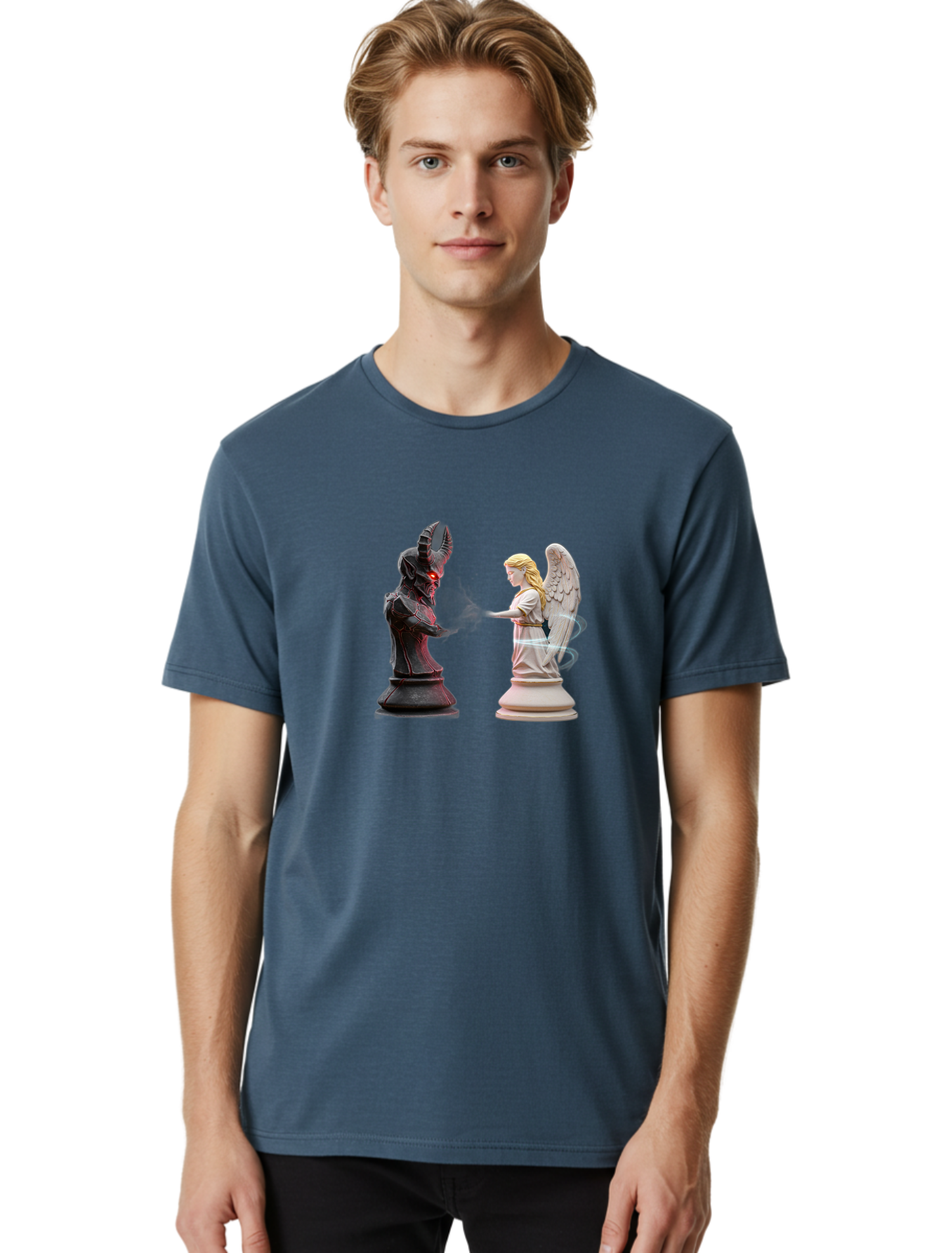 Angel-Vs-Demon-Chess Men'S Graphic Tee, 100% Cotton, Comfortable Casual Summer Wear, Machine Washable, Vintage Camera, Old Camera, Antique Camera, Black Camera, Classic Photography, Photography Equipment, Nostalgic Device, Film Camera, Bah425 18