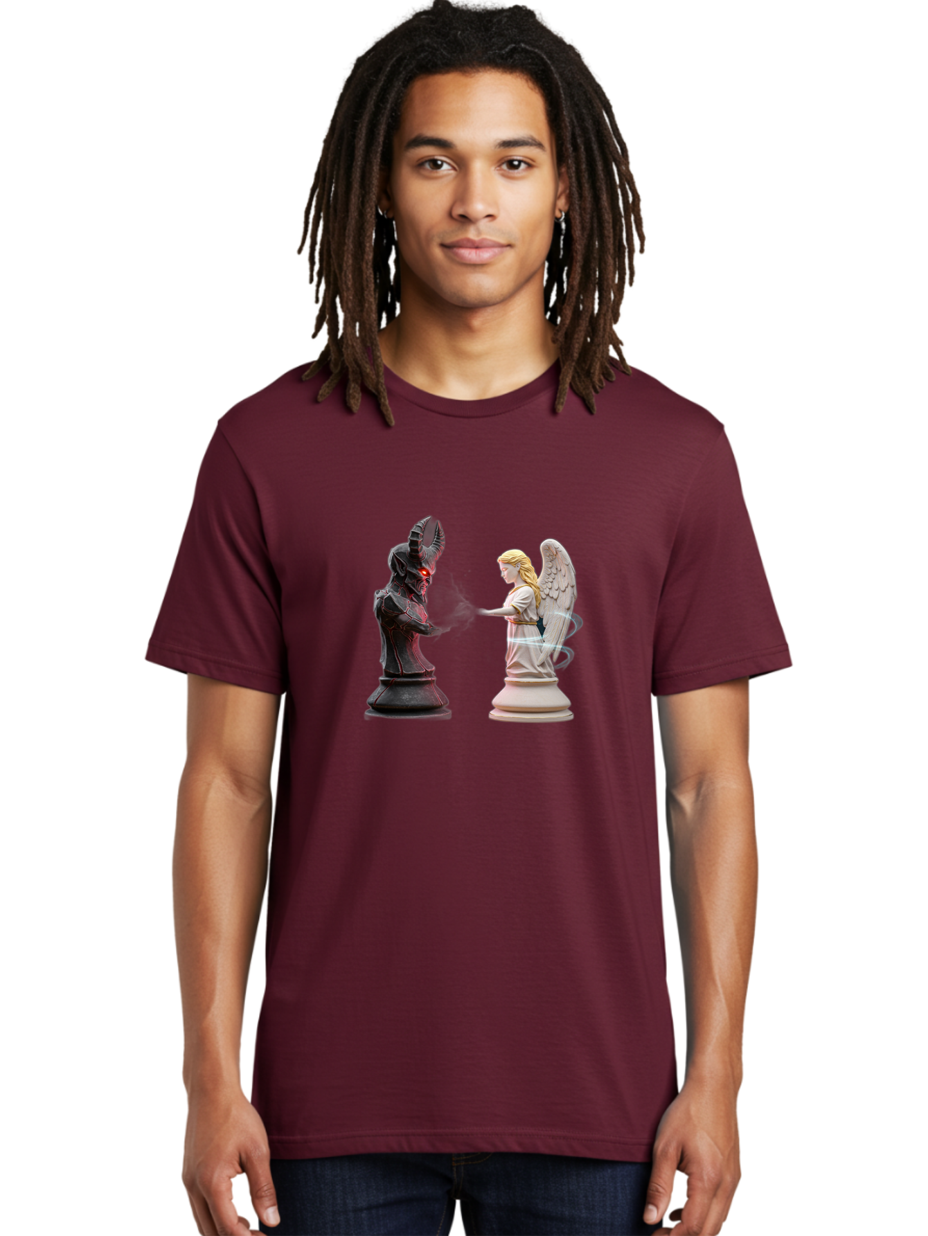 Angel-Vs-Demon-Chess Men'S Graphic Tee, 100% Cotton, Comfortable Casual Summer Wear, Machine Washable, Vintage Camera, Old Camera, Antique Camera, Black Camera, Classic Photography, Photography Equipment, Nostalgic Device, Film Camera, Bah425 20