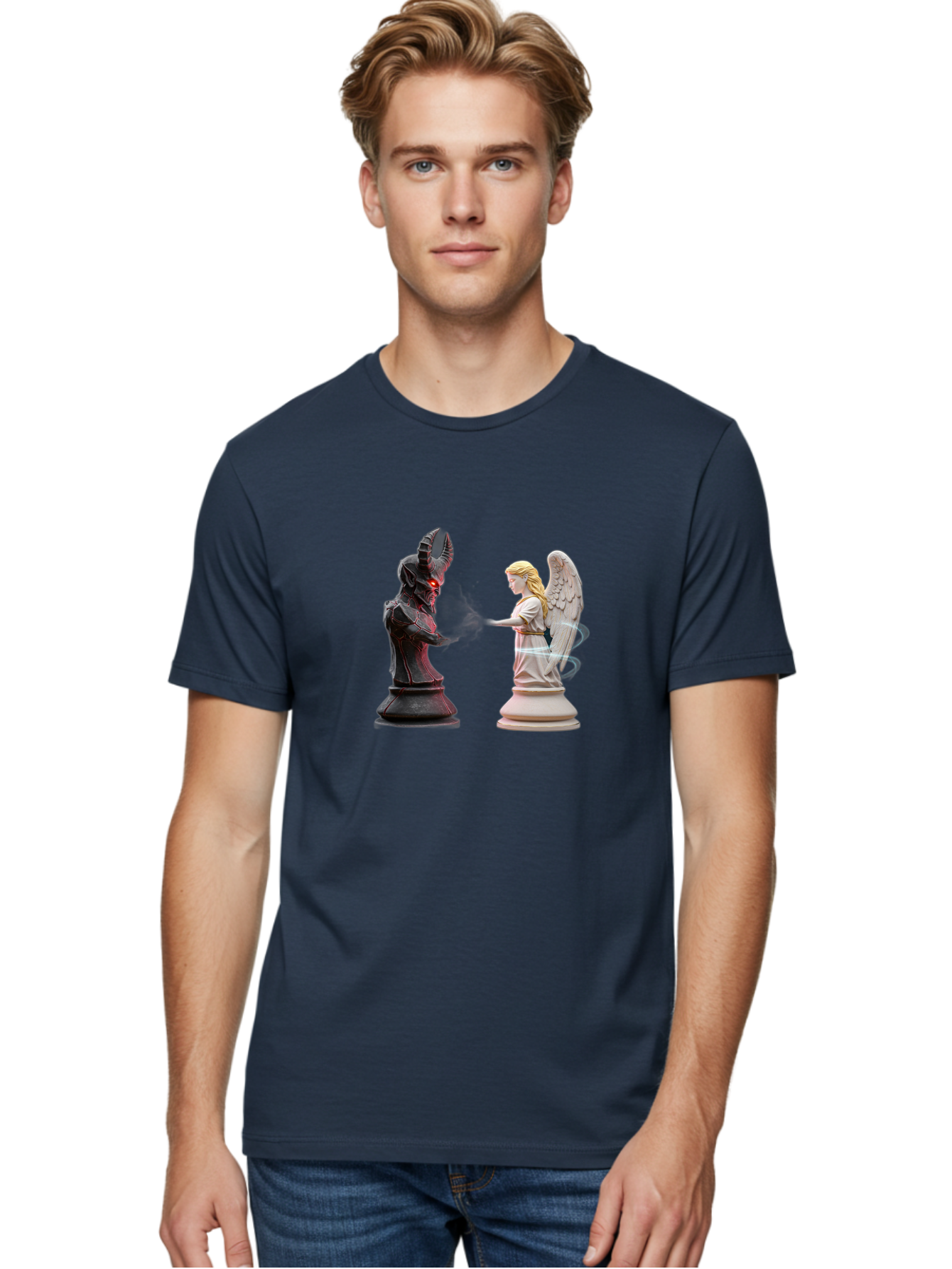 Angel-Vs-Demon-Chess Men'S Graphic Tee, 100% Cotton, Comfortable Casual Summer Wear, Machine Washable, Vintage Camera, Old Camera, Antique Camera, Black Camera, Classic Photography, Photography Equipment, Nostalgic Device, Film Camera, Bah425 23