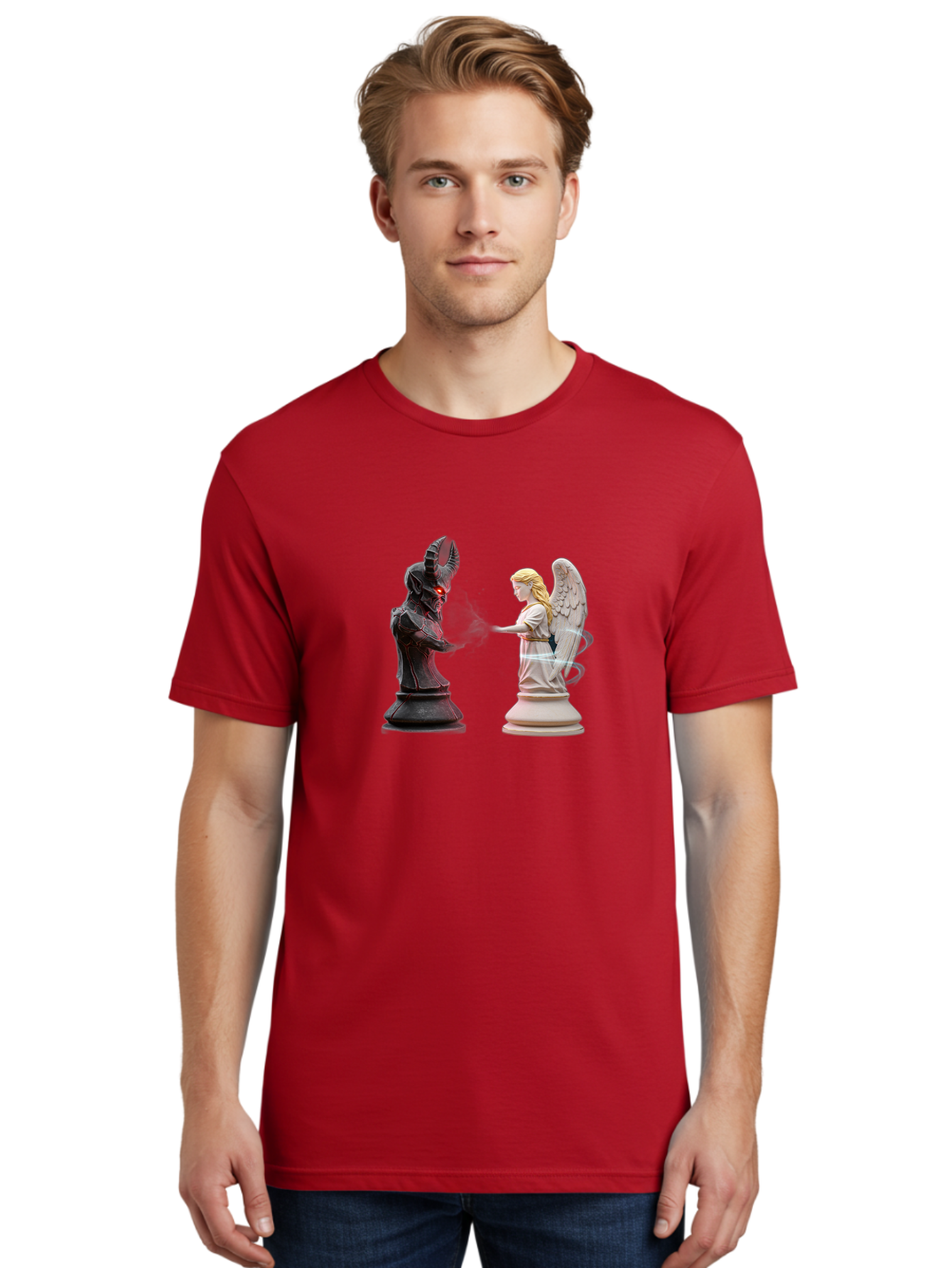 Angel-Vs-Demon-Chess Men'S Graphic Tee, 100% Cotton, Comfortable Casual Summer Wear, Machine Washable, Vintage Camera, Old Camera, Antique Camera, Black Camera, Classic Photography, Photography Equipment, Nostalgic Device, Film Camera, Bah425 21