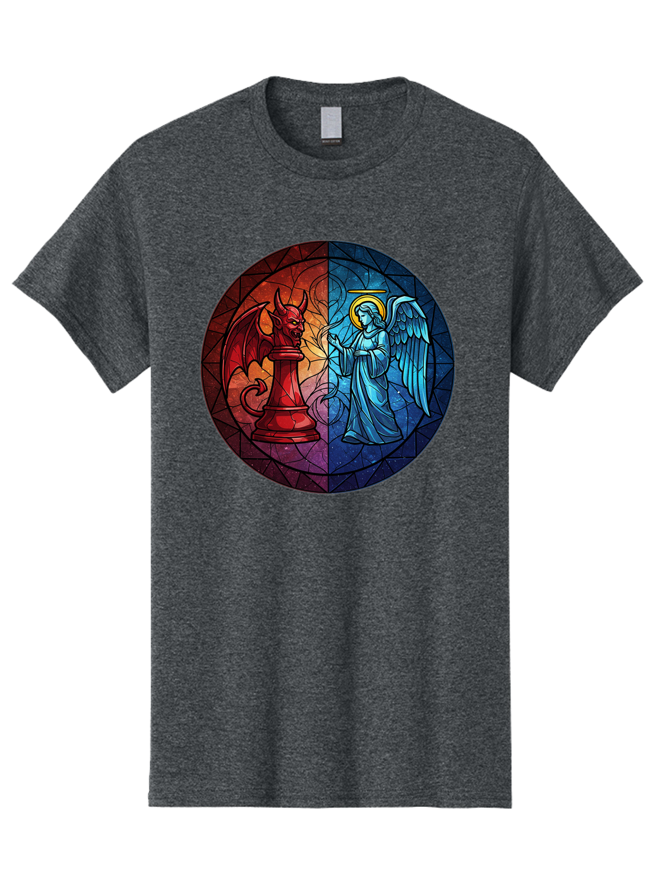 Angel-Vs-Devil-Chess-Piece Men'S Graphic Tee, 100% Cotton, Comfortable Casual Summer Wear, Machine Washable, Vintage Camera, Old Camera, Antique Camera, Black Camera, Classic Photography, Photography Equipment, Nostalgic Device, Film Camera, Bah428 15