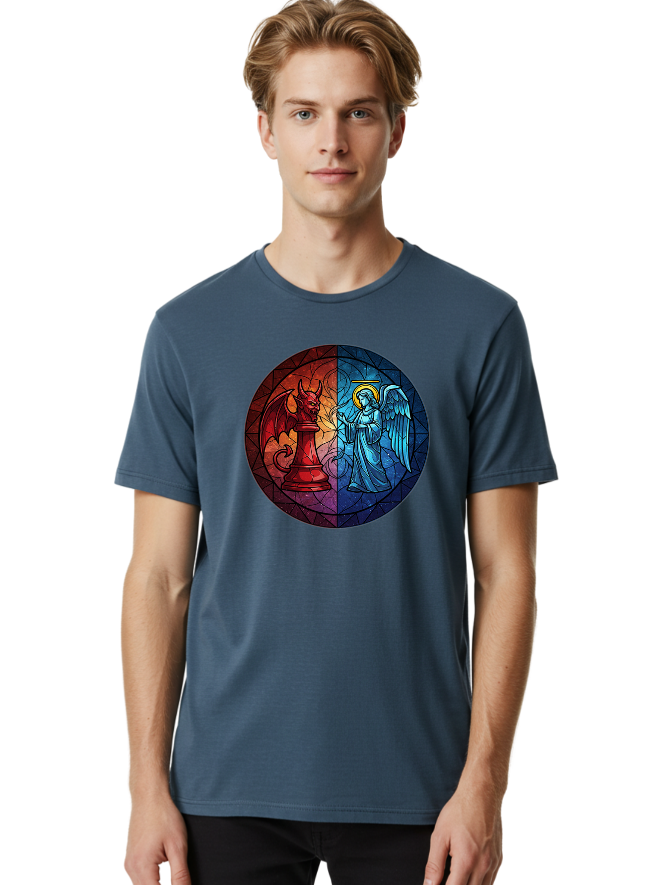 Angel-Vs-Devil-Chess-Piece Men'S Graphic Tee, 100% Cotton, Comfortable Casual Summer Wear, Machine Washable, Vintage Camera, Old Camera, Antique Camera, Black Camera, Classic Photography, Photography Equipment, Nostalgic Device, Film Camera, Bah428 21
