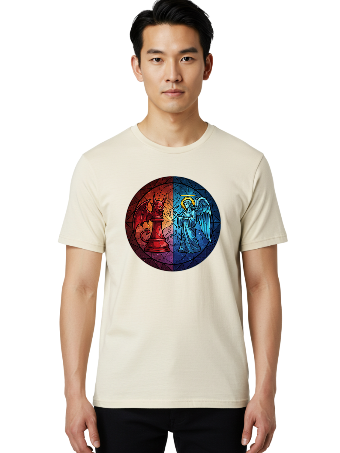 Angel-Vs-Devil-Chess-Piece Men'S Graphic Tee, 100% Cotton, Comfortable Casual Summer Wear, Machine Washable, Vintage Camera, Old Camera, Antique Camera, Black Camera, Classic Photography, Photography Equipment, Nostalgic Device, Film Camera, Bah428 22