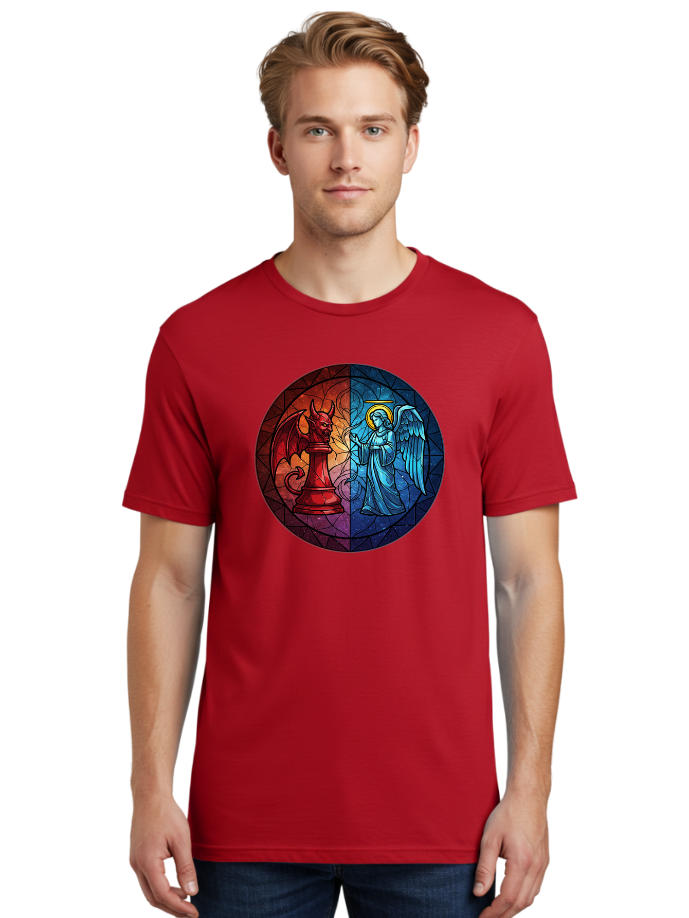 Angel-Vs-Devil-Chess-Piece Men'S Graphic Tee, 100% Cotton, Comfortable Casual Summer Wear, Machine Washable, Vintage Camera, Old Camera, Antique Camera, Black Camera, Classic Photography, Photography Equipment, Nostalgic Device, Film Camera, Bah428 17