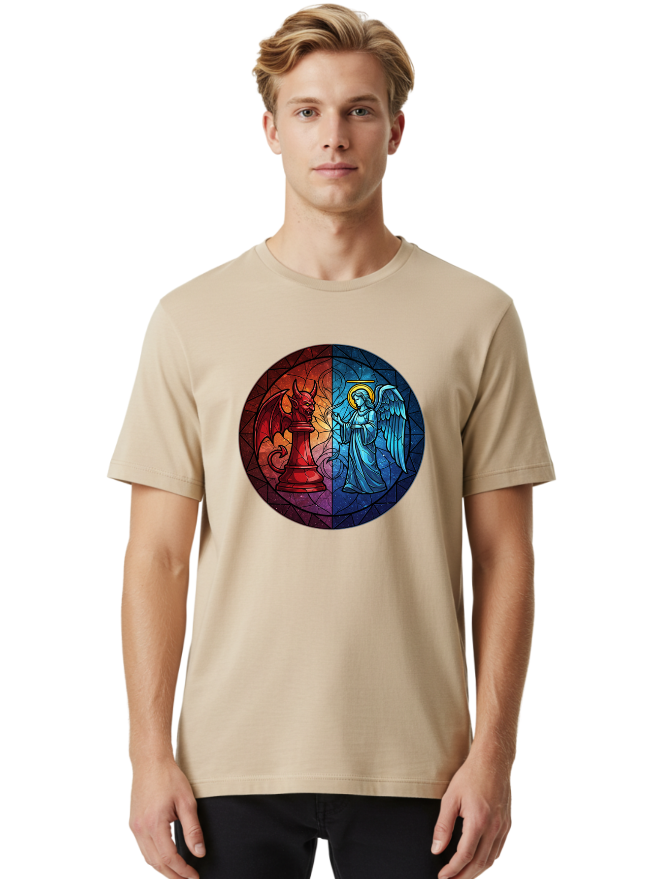 Angel-Vs-Devil-Chess-Piece Men'S Graphic Tee, 100% Cotton, Comfortable Casual Summer Wear, Machine Washable, Vintage Camera, Old Camera, Antique Camera, Black Camera, Classic Photography, Photography Equipment, Nostalgic Device, Film Camera, Bah428 26