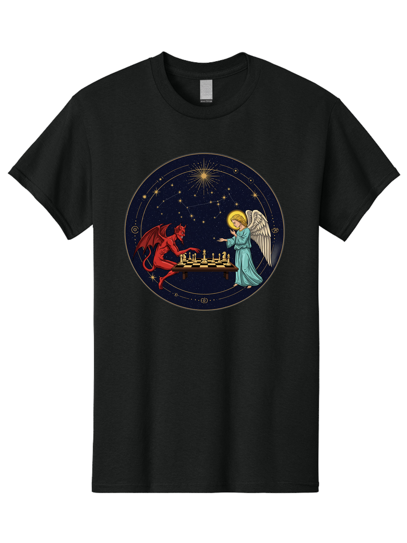 Angel-Vs-Devil-Chess Men'S Graphic Tee, 100% Cotton, Comfortable Casual Summer Wear, Machine Washable, Vintage Camera, Old Camera, Antique Camera, Black Camera, Classic Photography, Photography Equipment, Nostalgic Device, Film Camera, Bah429 5