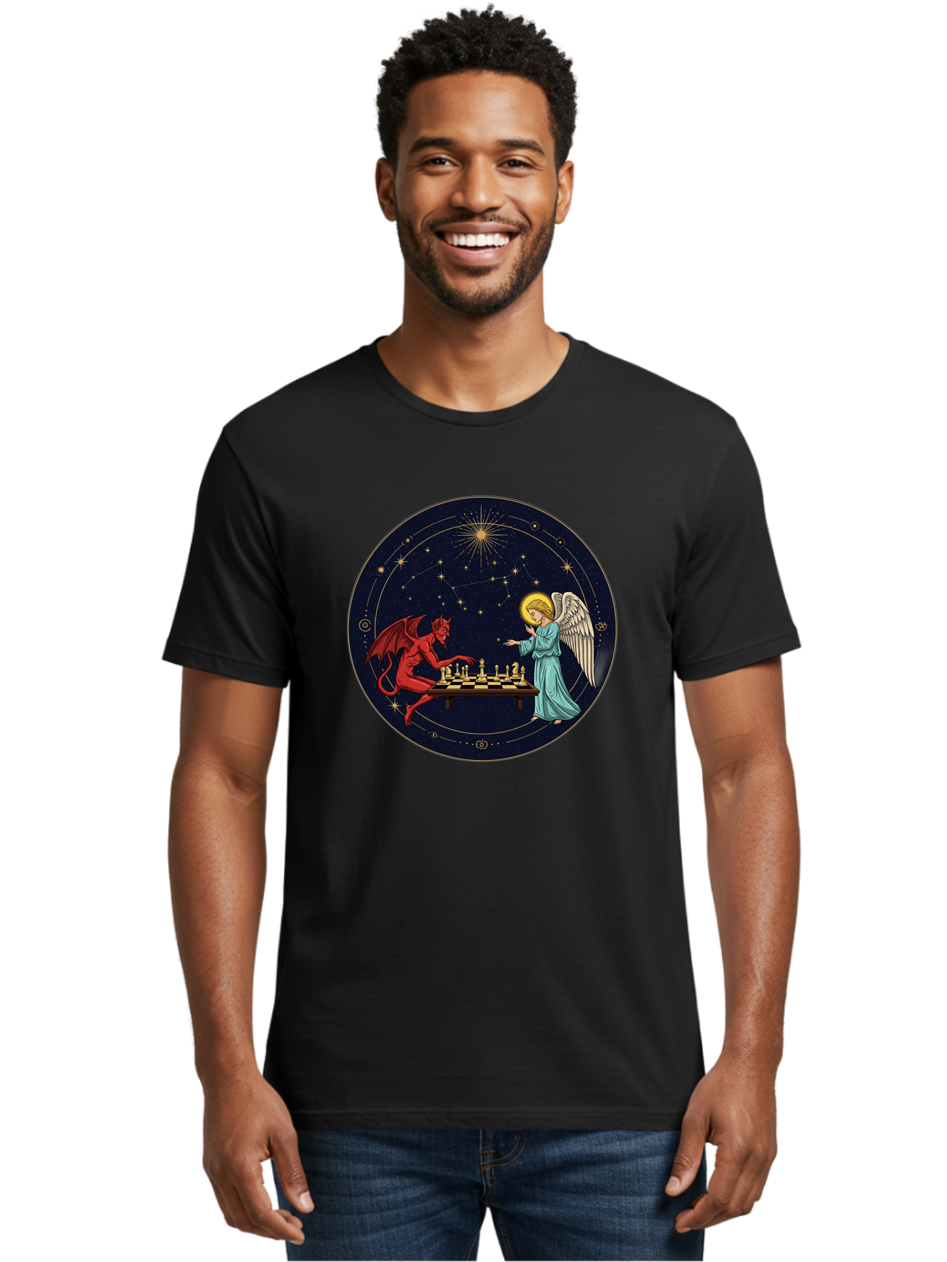 Angel-Vs-Devil-Chess Men'S Graphic Tee, 100% Cotton, Comfortable Casual Summer Wear, Machine Washable, Vintage Camera, Old Camera, Antique Camera, Black Camera, Classic Photography, Photography Equipment, Nostalgic Device, Film Camera, Bah429 20