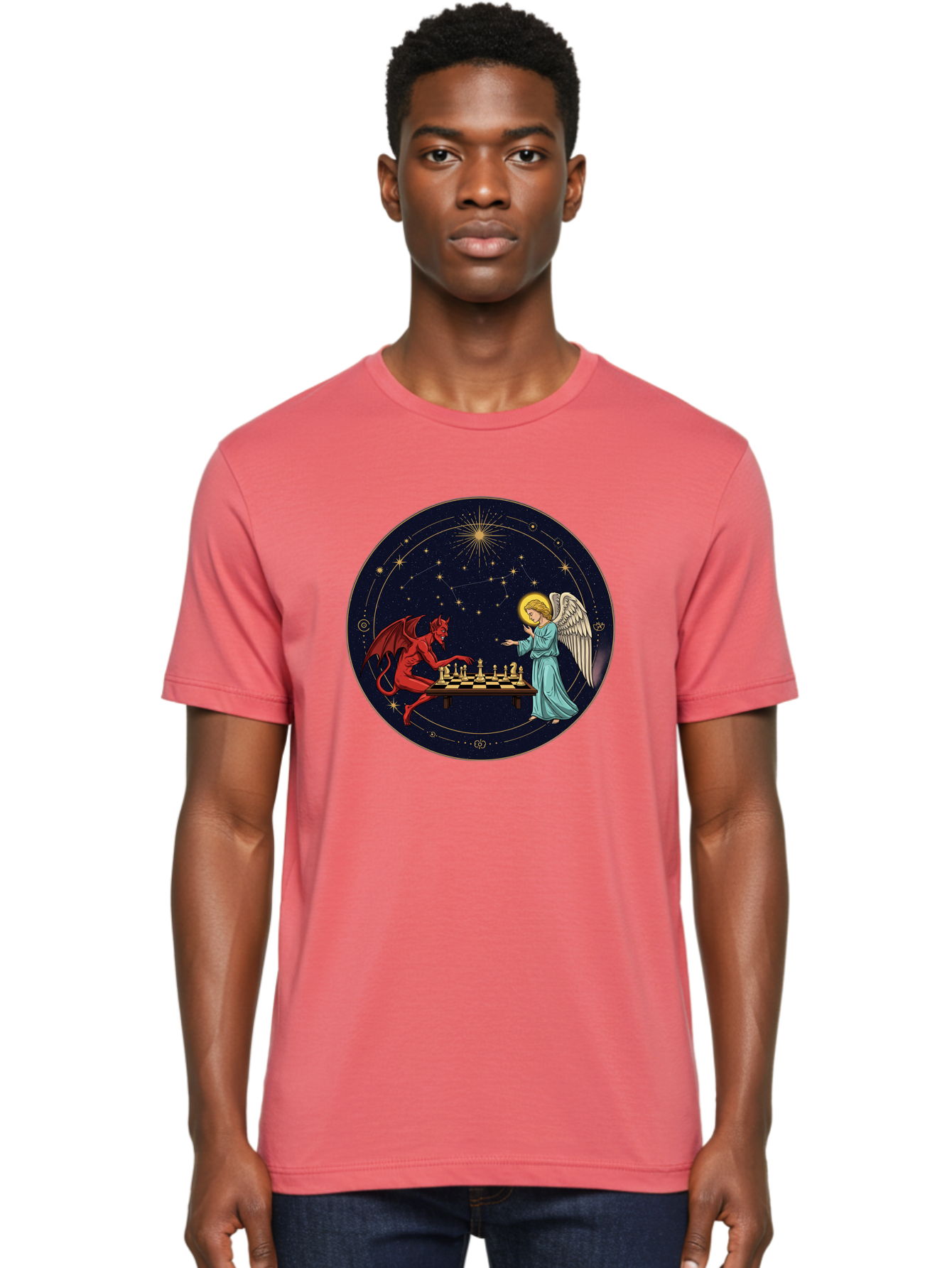 Angel-Vs-Devil-Chess Men'S Graphic Tee, 100% Cotton, Comfortable Casual Summer Wear, Machine Washable, Vintage Camera, Old Camera, Antique Camera, Black Camera, Classic Photography, Photography Equipment, Nostalgic Device, Film Camera, Bah429 28
