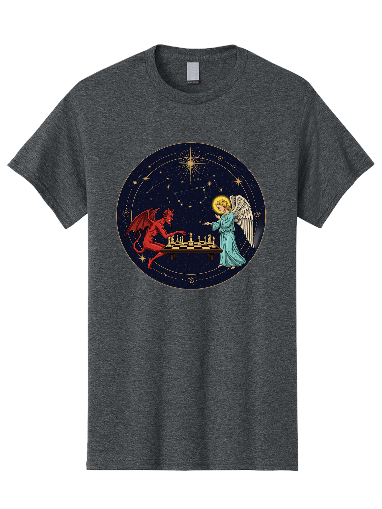 Angel-Vs-Devil-Chess Men'S Graphic Tee, 100% Cotton, Comfortable Casual Summer Wear, Machine Washable, Vintage Camera, Old Camera, Antique Camera, Black Camera, Classic Photography, Photography Equipment, Nostalgic Device, Film Camera, Bah429 4