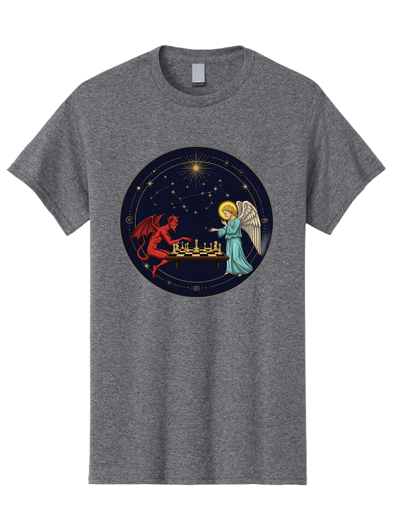 Angel-Vs-Devil-Chess Men'S Graphic Tee, 100% Cotton, Comfortable Casual Summer Wear, Machine Washable, Vintage Camera, Old Camera, Antique Camera, Black Camera, Classic Photography, Photography Equipment, Nostalgic Device, Film Camera, Bah429 7