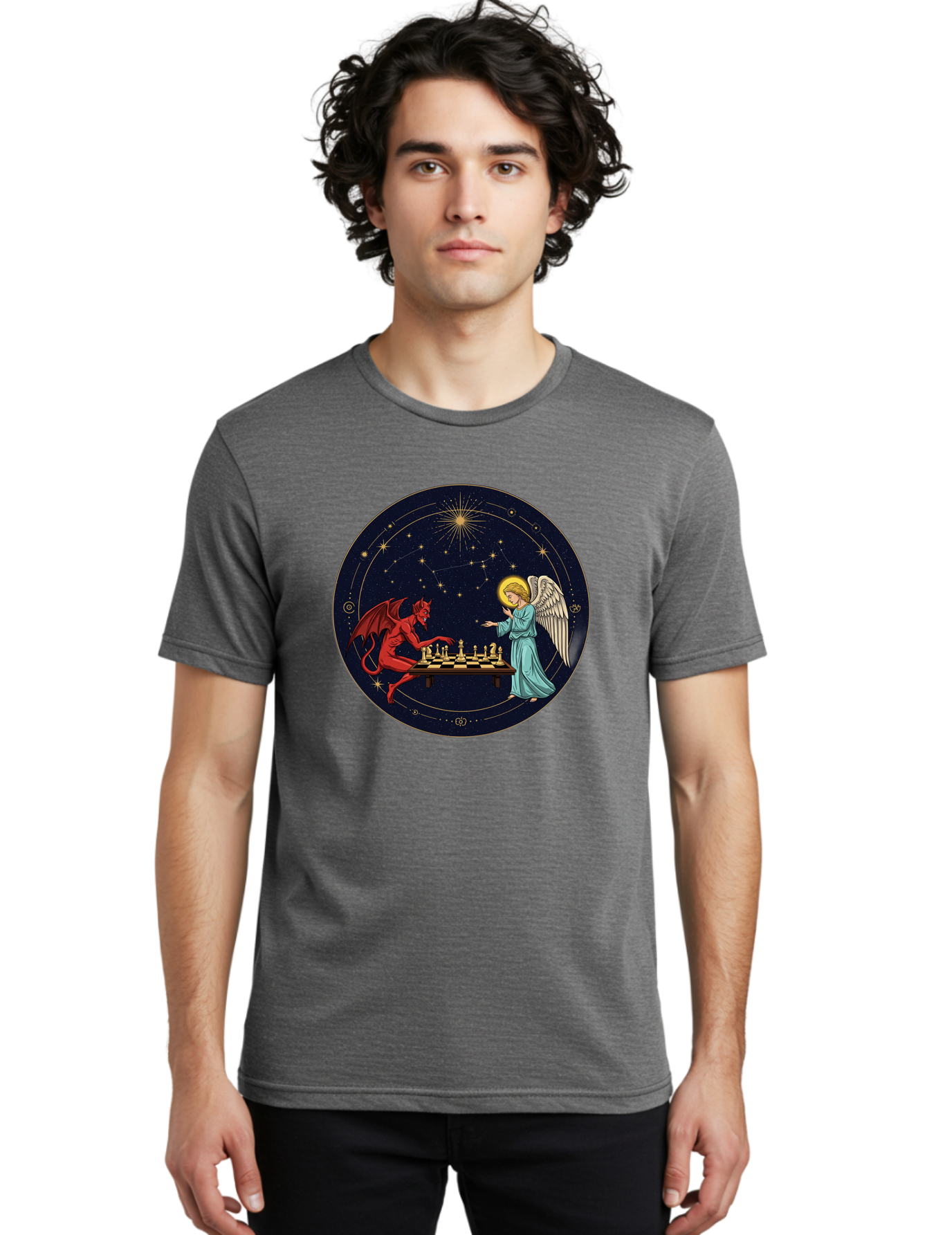 Angel-Vs-Devil-Chess Men'S Graphic Tee, 100% Cotton, Comfortable Casual Summer Wear, Machine Washable, Vintage Camera, Old Camera, Antique Camera, Black Camera, Classic Photography, Photography Equipment, Nostalgic Device, Film Camera, Bah429 22