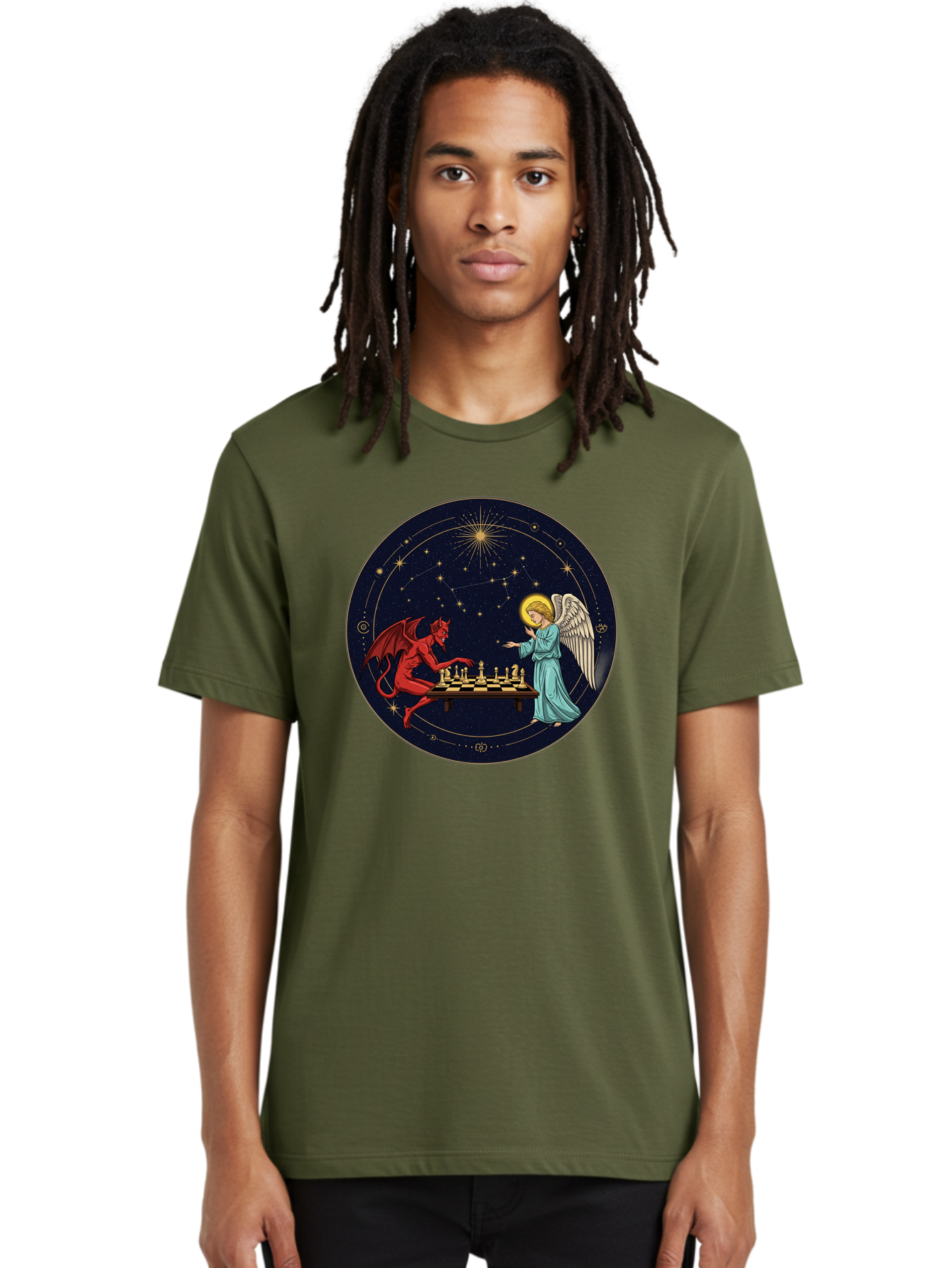 Angel-Vs-Devil-Chess Men'S Graphic Tee, 100% Cotton, Comfortable Casual Summer Wear, Machine Washable, Vintage Camera, Old Camera, Antique Camera, Black Camera, Classic Photography, Photography Equipment, Nostalgic Device, Film Camera, Bah429 16