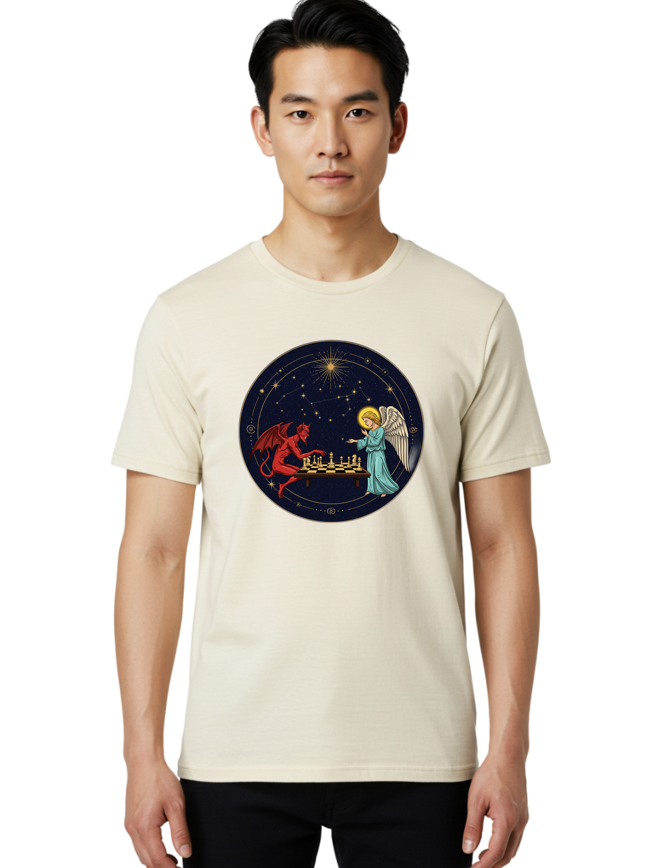 Angel-Vs-Devil-Chess Men'S Graphic Tee, 100% Cotton, Comfortable Casual Summer Wear, Machine Washable, Vintage Camera, Old Camera, Antique Camera, Black Camera, Classic Photography, Photography Equipment, Nostalgic Device, Film Camera, Bah429 27