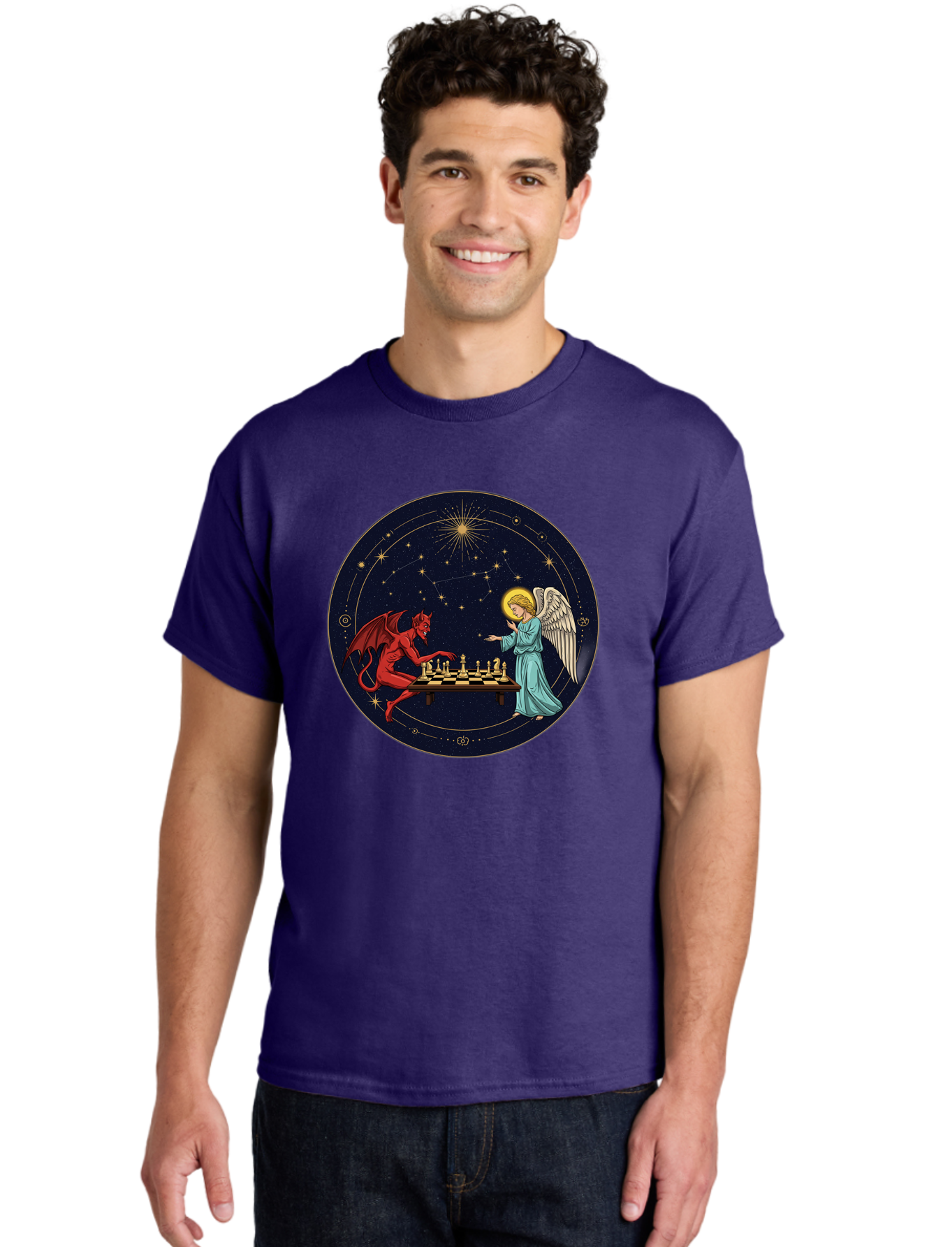 Angel-Vs-Devil-Chess Men'S Graphic Tee, 100% Cotton, Comfortable Casual Summer Wear, Machine Washable, Vintage Camera, Old Camera, Antique Camera, Black Camera, Classic Photography, Photography Equipment, Nostalgic Device, Film Camera, Bah429 29