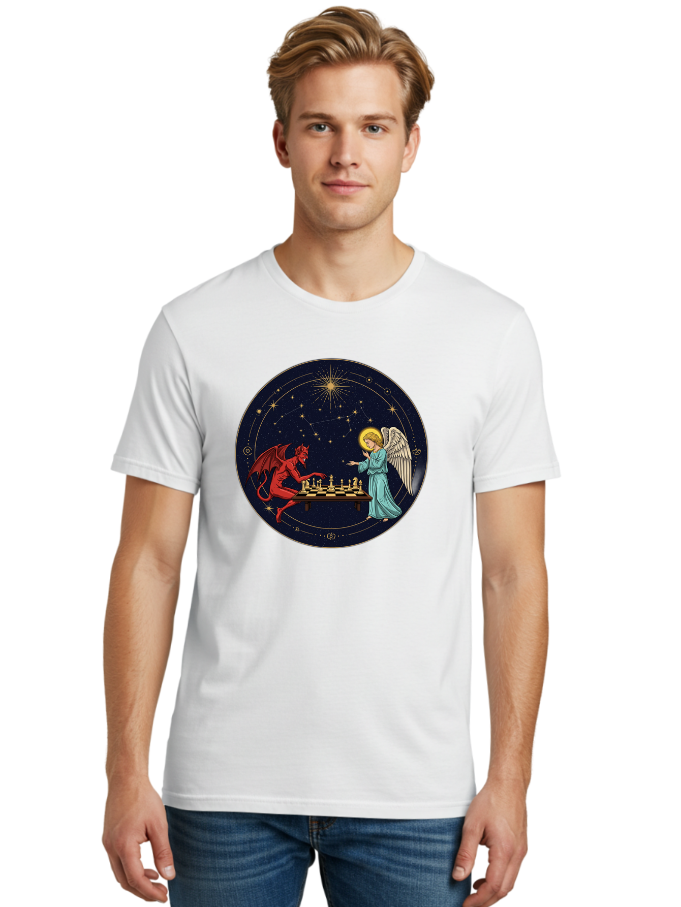 Angel-Vs-Devil-Chess Men'S Graphic Tee, 100% Cotton, Comfortable Casual Summer Wear, Machine Washable, Vintage Camera, Old Camera, Antique Camera, Black Camera, Classic Photography, Photography Equipment, Nostalgic Device, Film Camera, Bah429 21