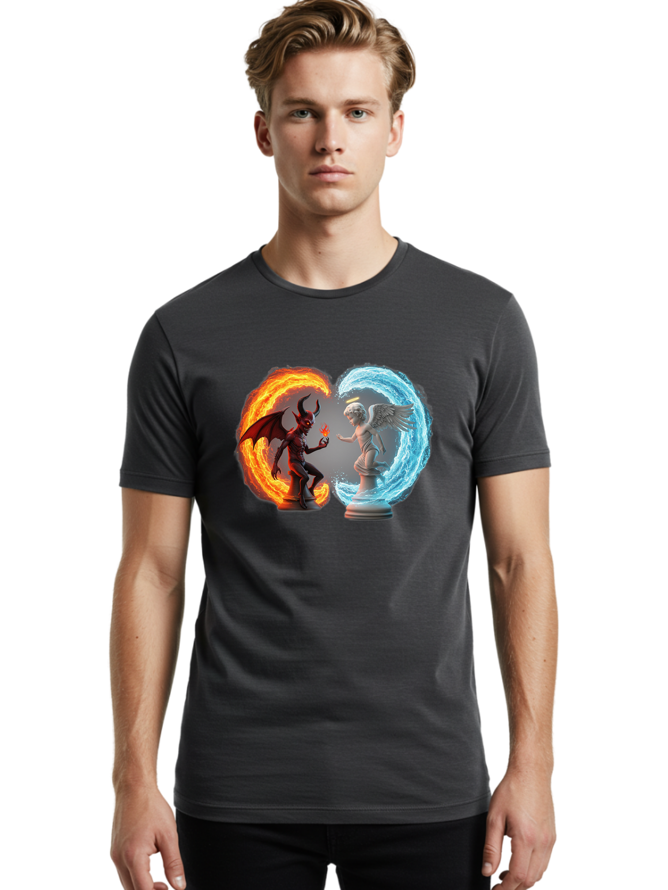 Angel-Vs-Devil Men'S Graphic Tee, 100% Cotton, Comfortable Casual Summer Wear, Machine Washable, Vintage Camera, Old Camera, Antique Camera, Black Camera, Classic Photography, Photography Equipment, Nostalgic Device, Film Camera, Camera Art Bah430 26