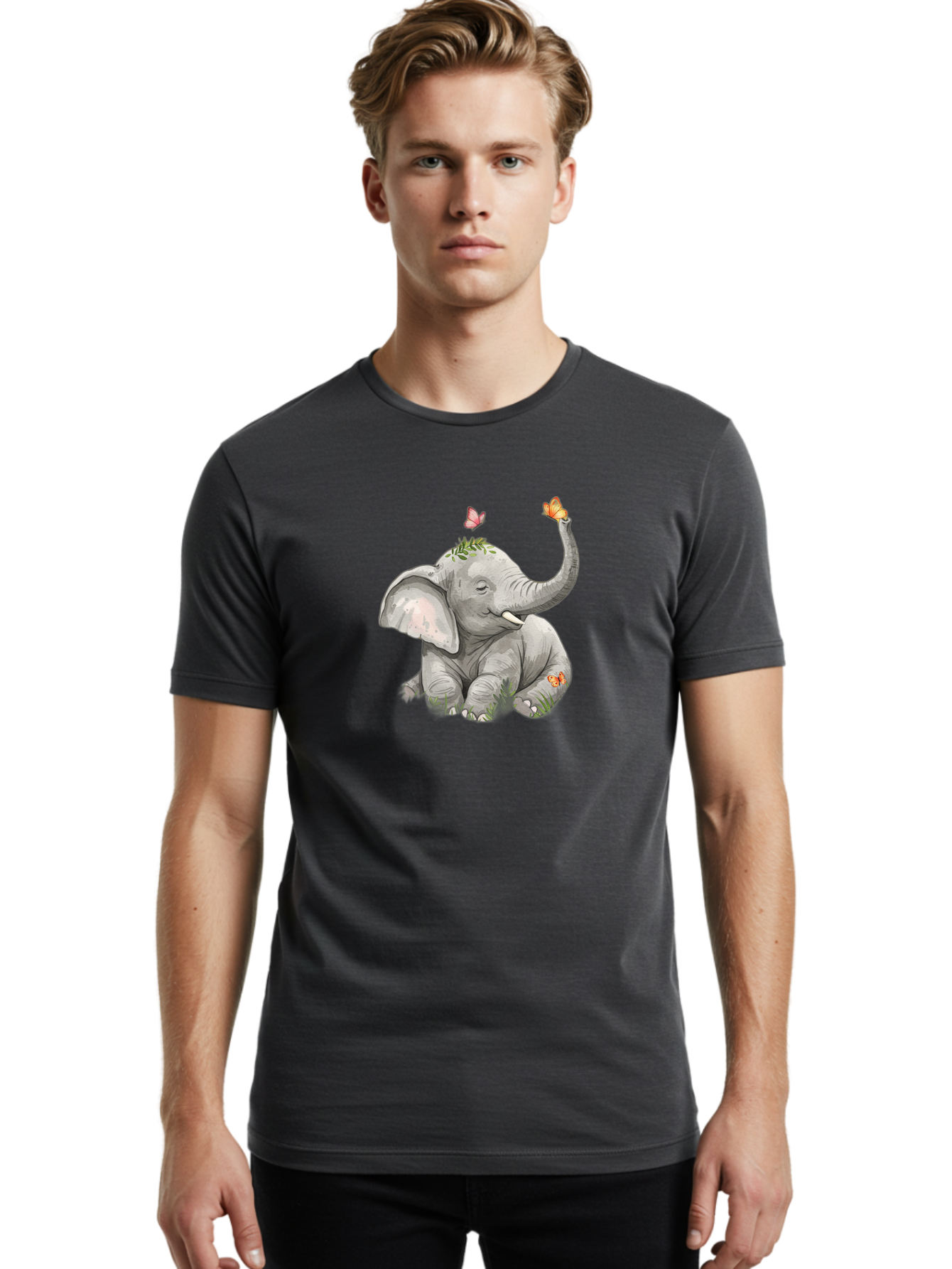 Baby-Elephant-With-Butterflies Men'S Graphic Tee, 100% Cotton, Comfortable Casual Summer Wear, Machine Washable, Vintage Camera, Old Camera, Antique Camera, Black Camera, Classic Photography, Photography Equipment, Nostalgic Device, Bah548 21