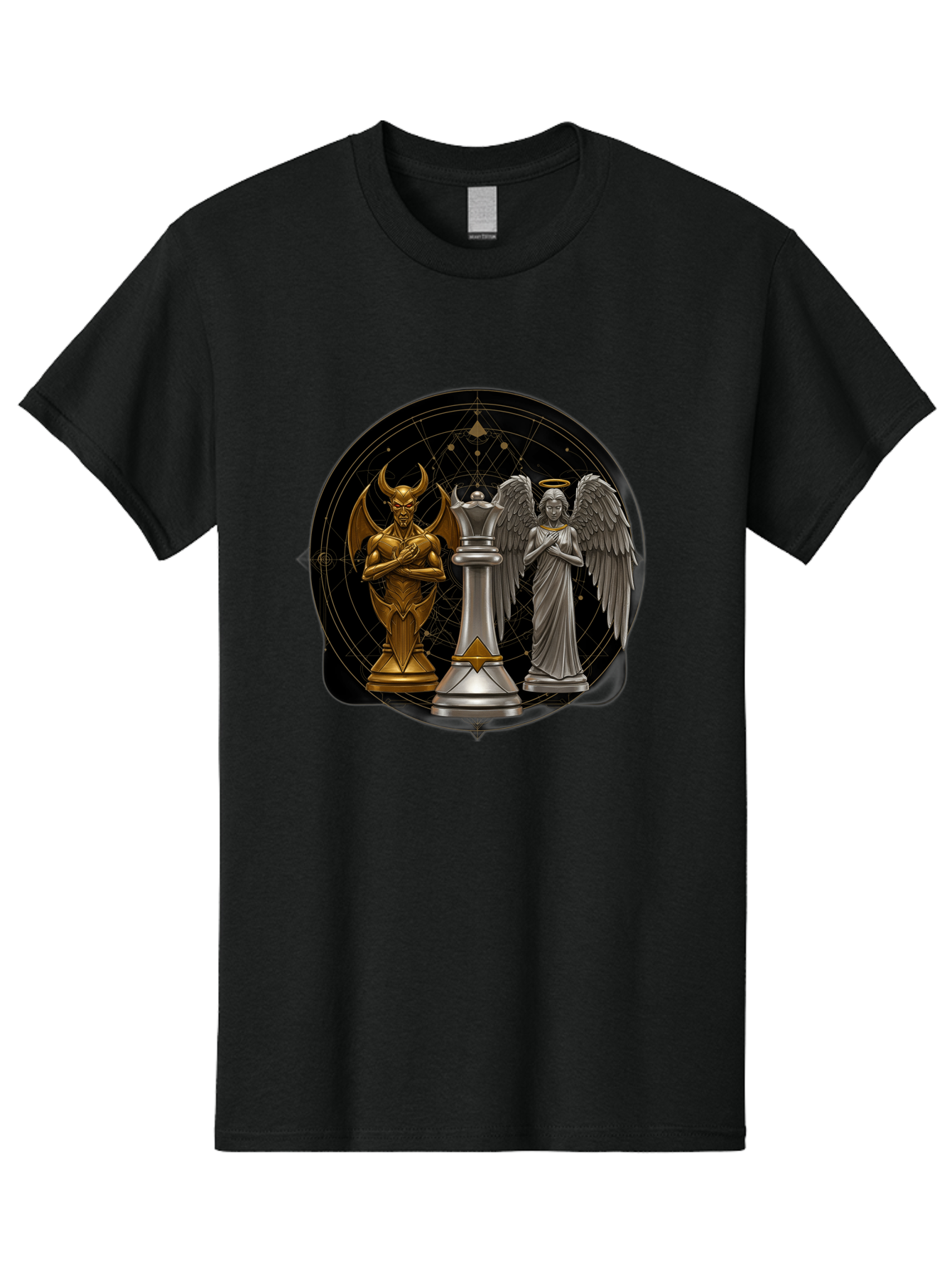 Baphomet-Angel-Queen Men'S Graphic Tee, 100% Cotton, Comfortable Casual Summer Wear, Machine Washable, Vintage Camera, Old Camera, Antique Camera, Black Camera, Classic Photography, Photography Equipment, Nostalgic Device, Film Camera, Bah550 8
