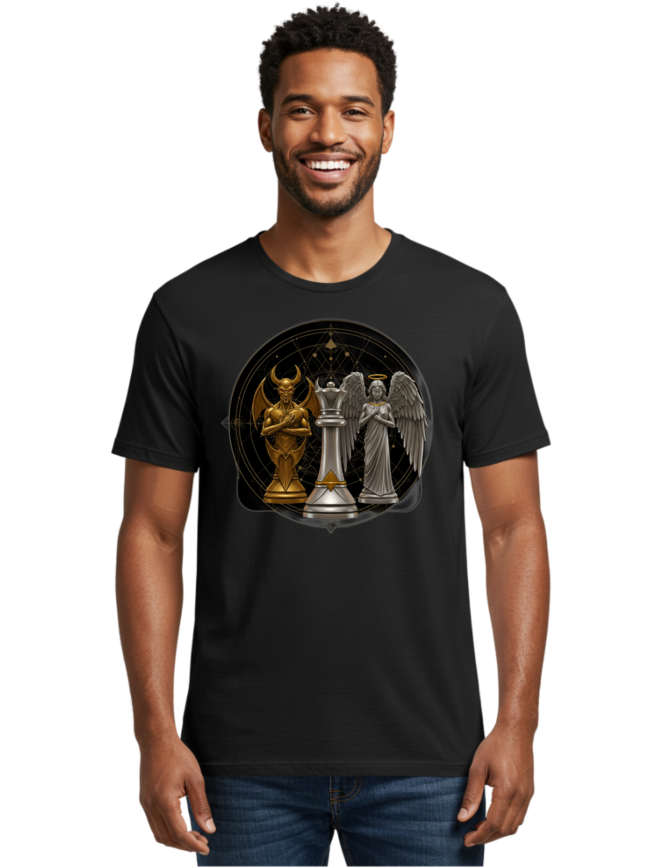 Baphomet-Angel-Queen Men'S Graphic Tee, 100% Cotton, Comfortable Casual Summer Wear, Machine Washable, Vintage Camera, Old Camera, Antique Camera, Black Camera, Classic Photography, Photography Equipment, Nostalgic Device, Film Camera, Bah550 23