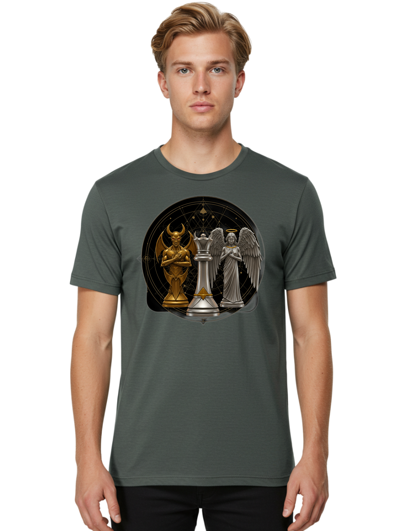Baphomet-Angel-Queen Men'S Graphic Tee, 100% Cotton, Comfortable Casual Summer Wear, Machine Washable, Vintage Camera, Old Camera, Antique Camera, Black Camera, Classic Photography, Photography Equipment, Nostalgic Device, Film Camera, Bah550 29