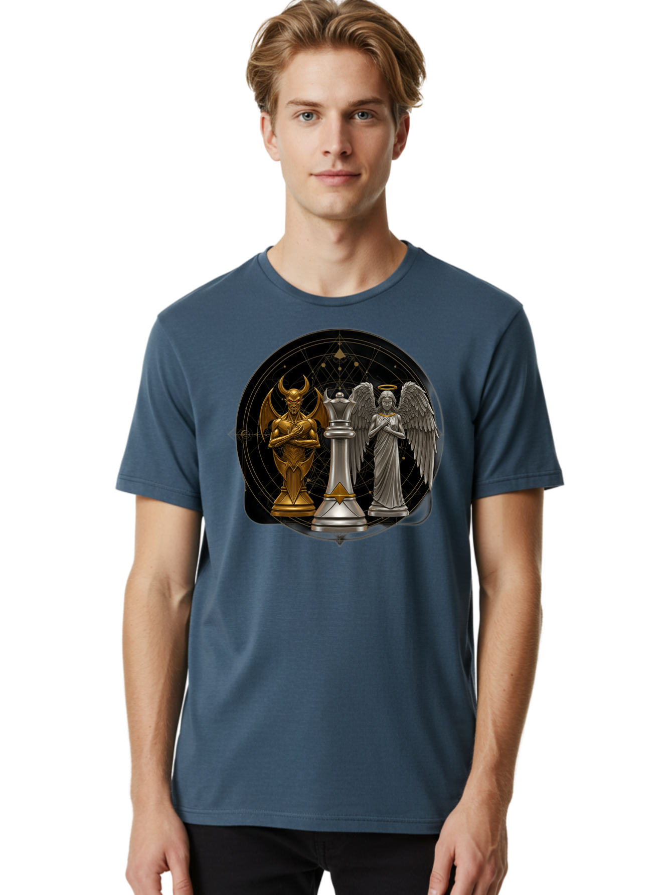 Baphomet-Angel-Queen Men'S Graphic Tee, 100% Cotton, Comfortable Casual Summer Wear, Machine Washable, Vintage Camera, Old Camera, Antique Camera, Black Camera, Classic Photography, Photography Equipment, Nostalgic Device, Film Camera, Bah550 22