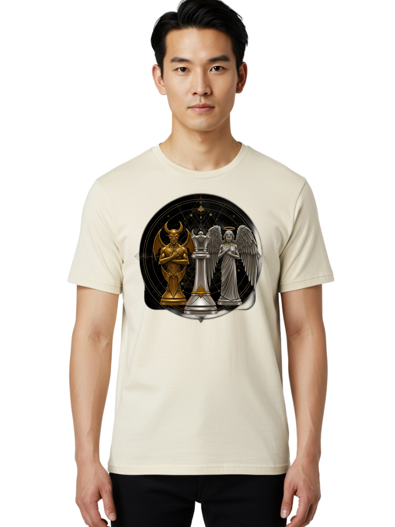 Baphomet-Angel-Queen Men'S Graphic Tee, 100% Cotton, Comfortable Casual Summer Wear, Machine Washable, Vintage Camera, Old Camera, Antique Camera, Black Camera, Classic Photography, Photography Equipment, Nostalgic Device, Film Camera, Bah550 21